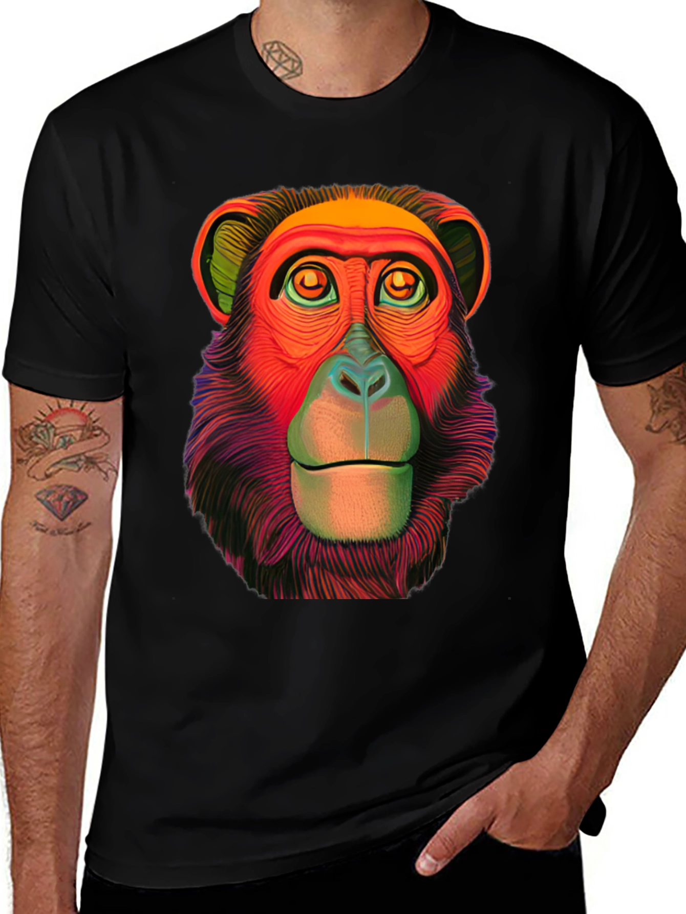 Variant 7 of Psychedelic Monkey Graphic Tee - Bold Style