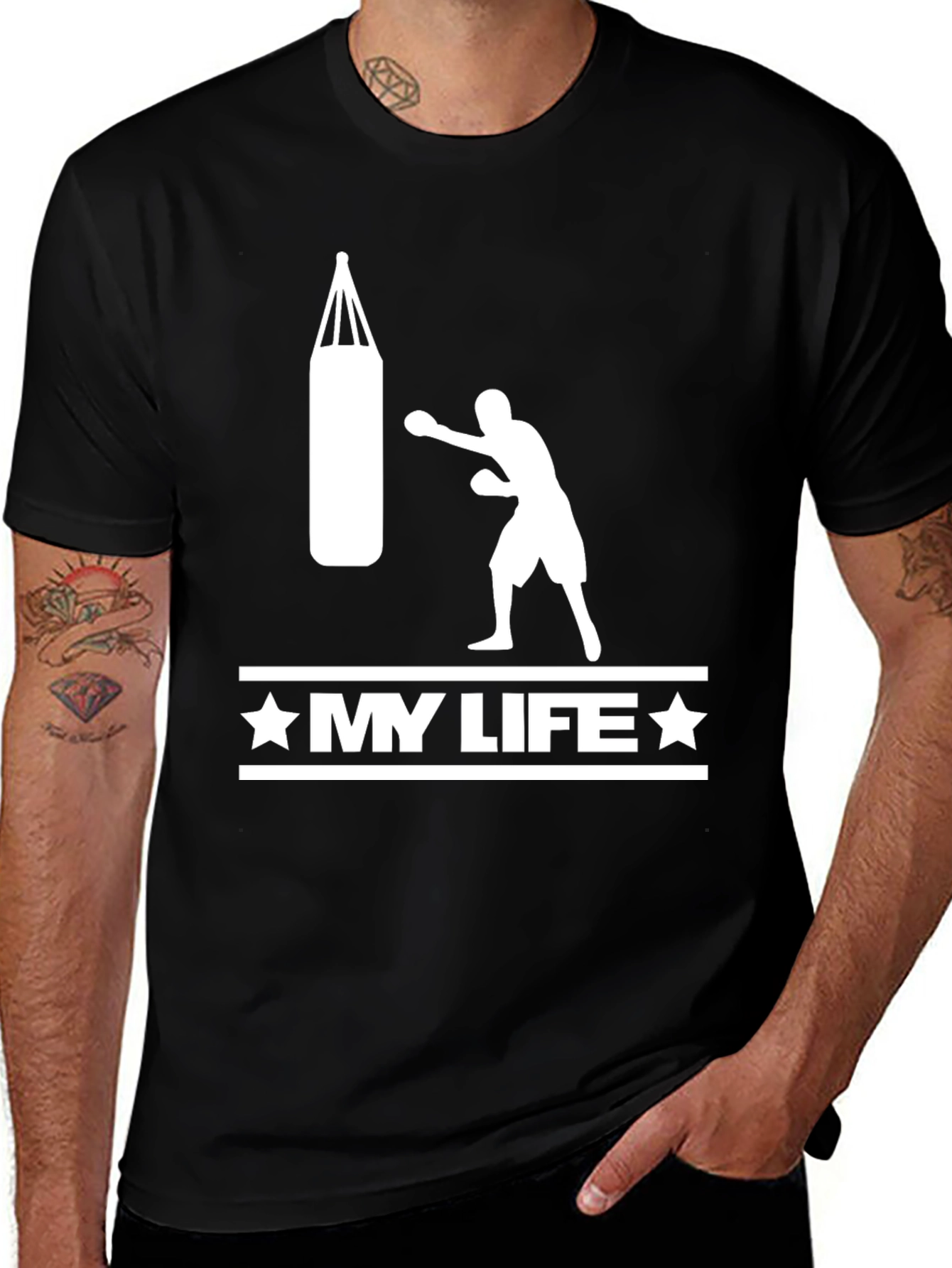 Black Boxing My Life T-Shirt - Punching Bag Graphic Tee main image