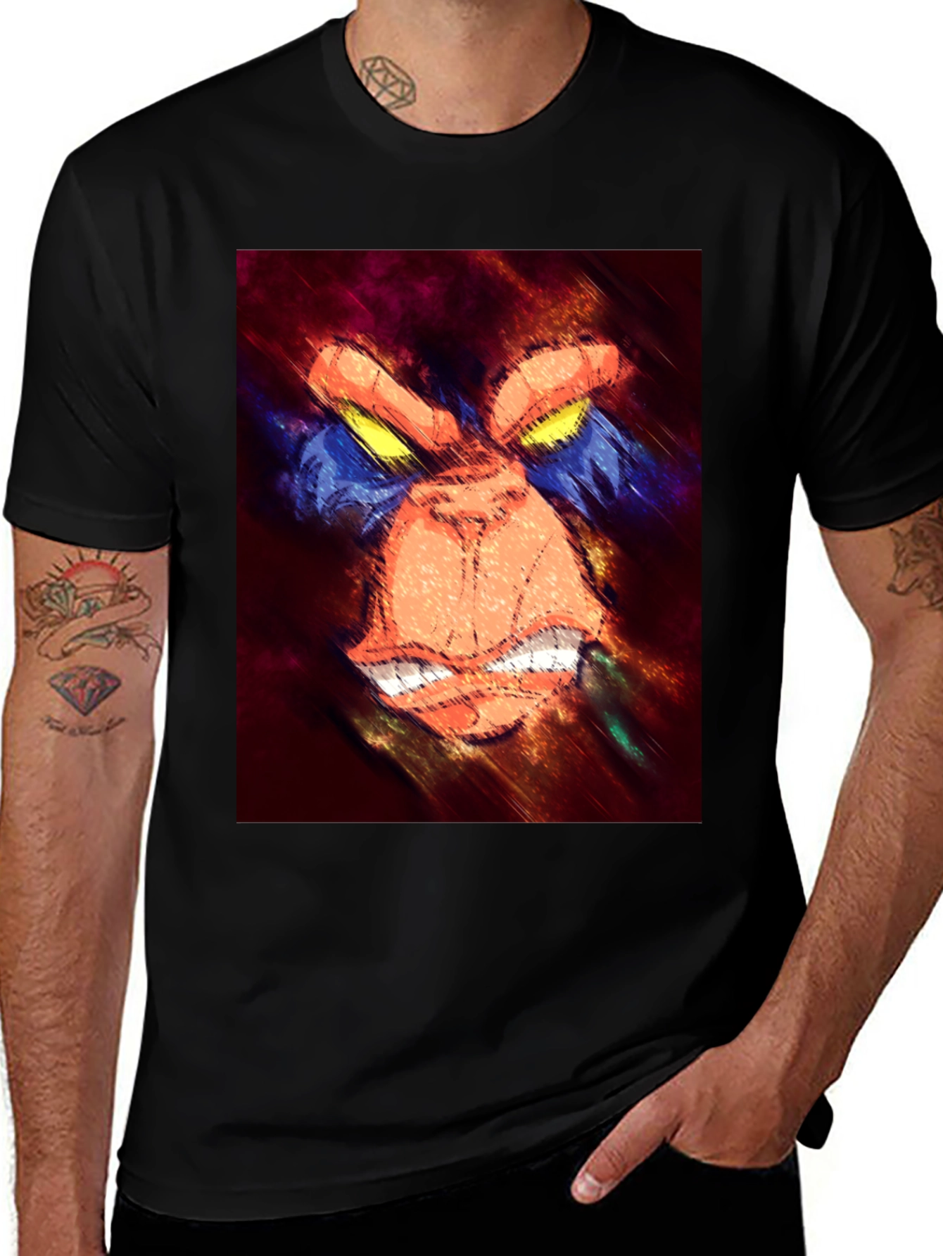 Variant 29 of Angry Ape Graphic Tee - Bold Black Cotton T-Shirt