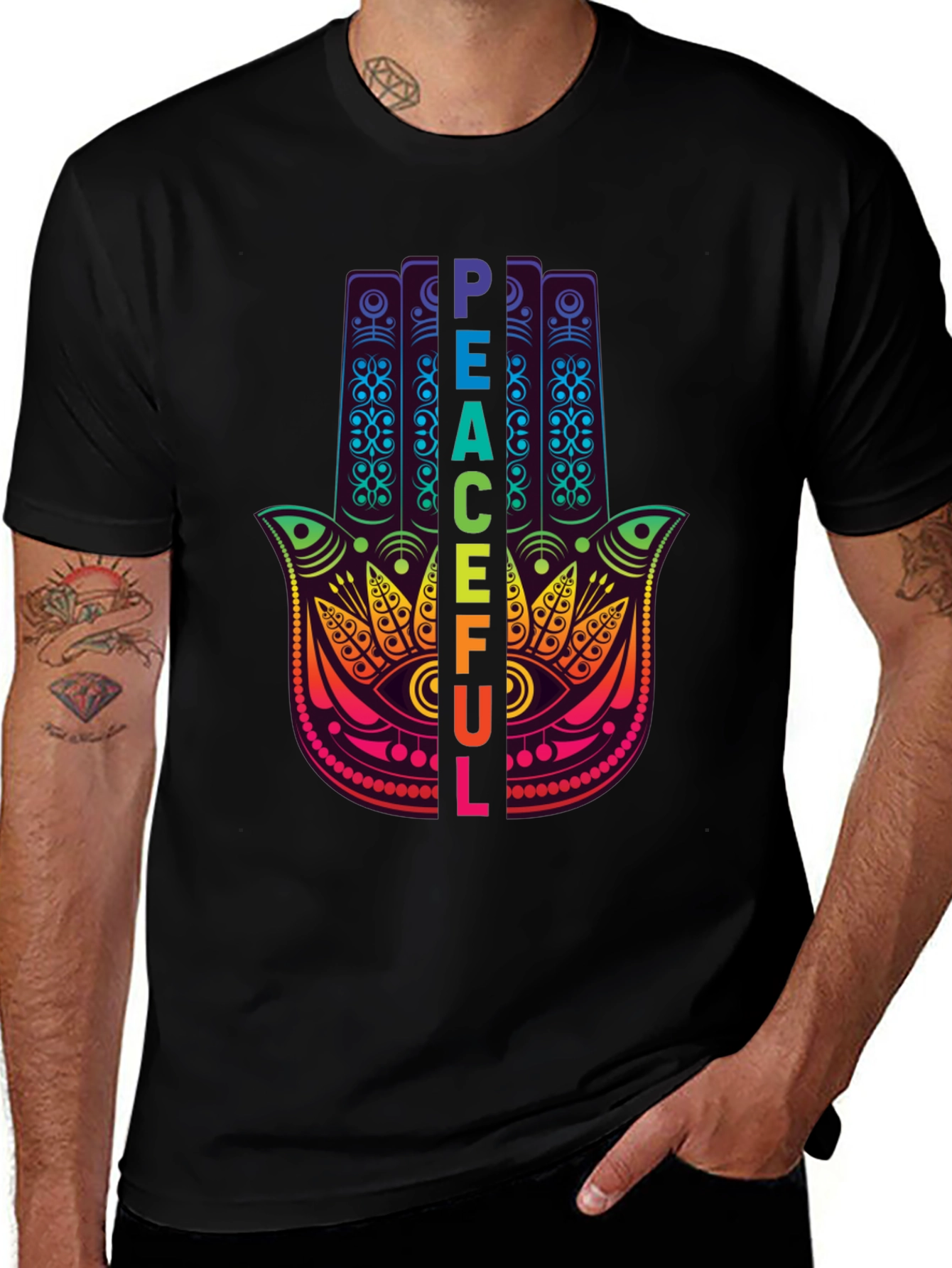 Variant 29 of Peaceful Hamsa Hand Graphic T-Shirt