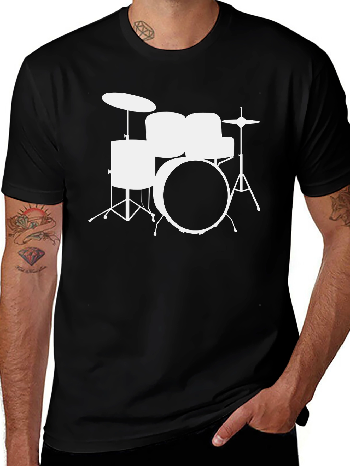 Variant 29 of Drum Set Graphic Black T-Shirt