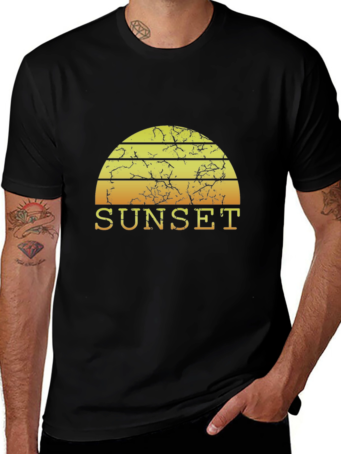 Variant 25 of Sunset Graphic T-Shirt - Retro Style Men's Tee