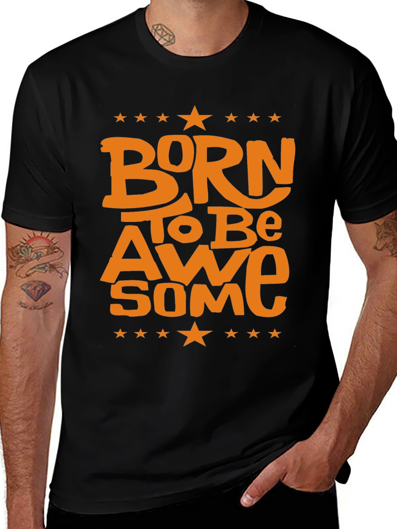 Variant 11 of Born to Be Awesome Black T-Shirt - Graphic Print