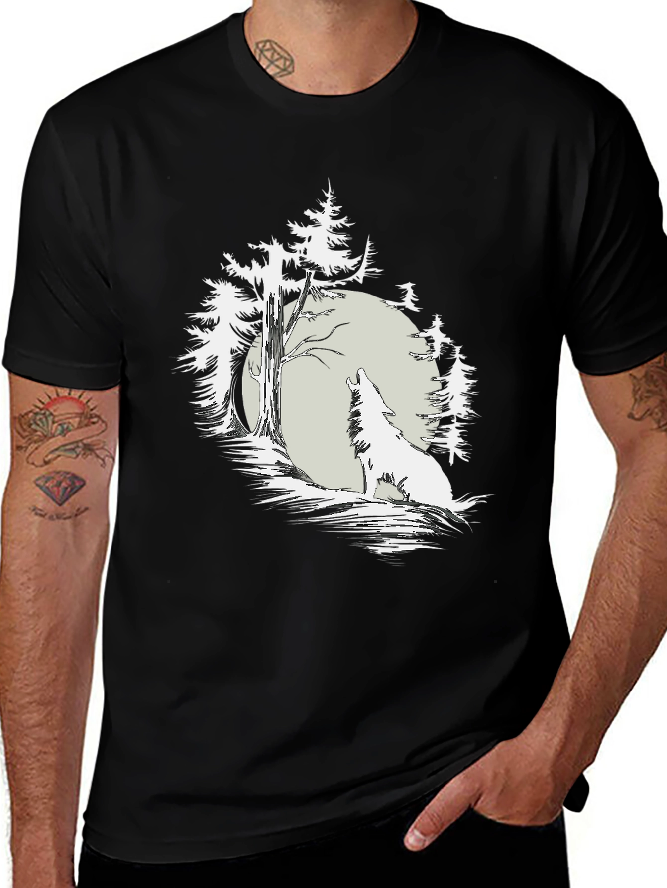 Variant 29 of Wolf Howling at Moon Graphic T-Shirt