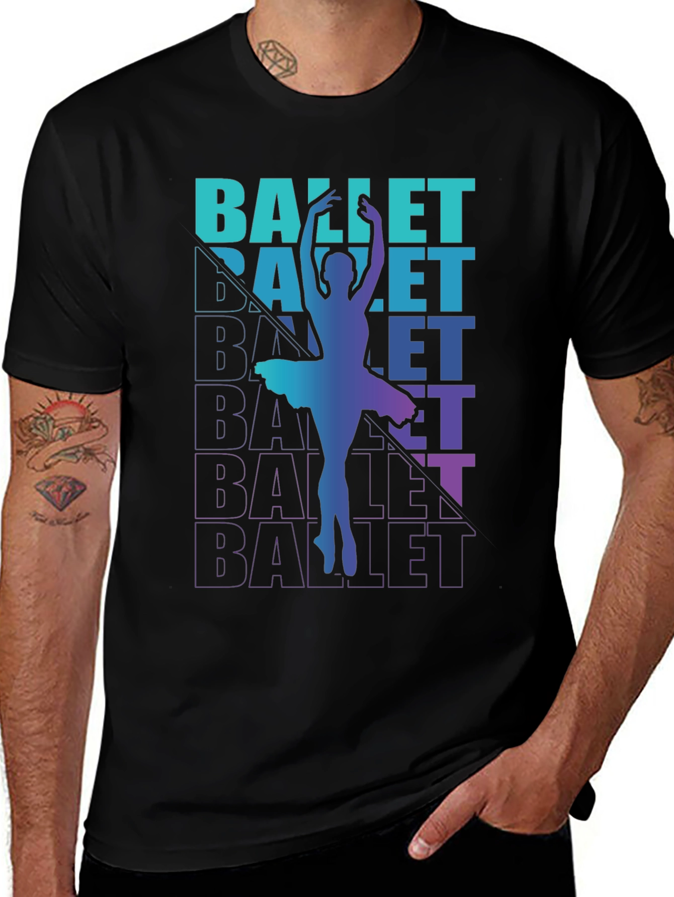 Variant 27 of Ballet Dancer Graphic Tee - Black T-Shirt
