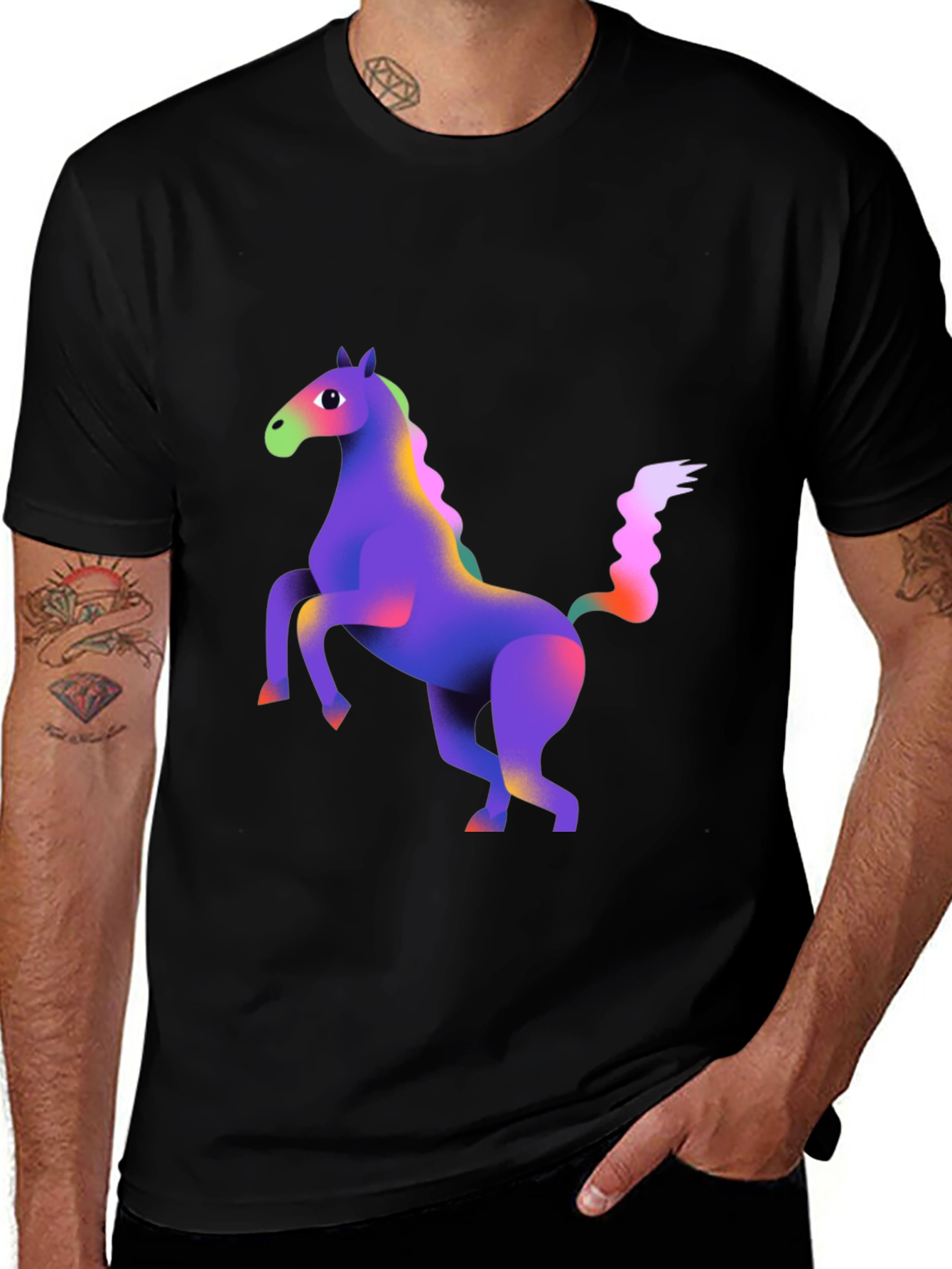 Variant 5 of Colorful Horse Graphic T-Shirt