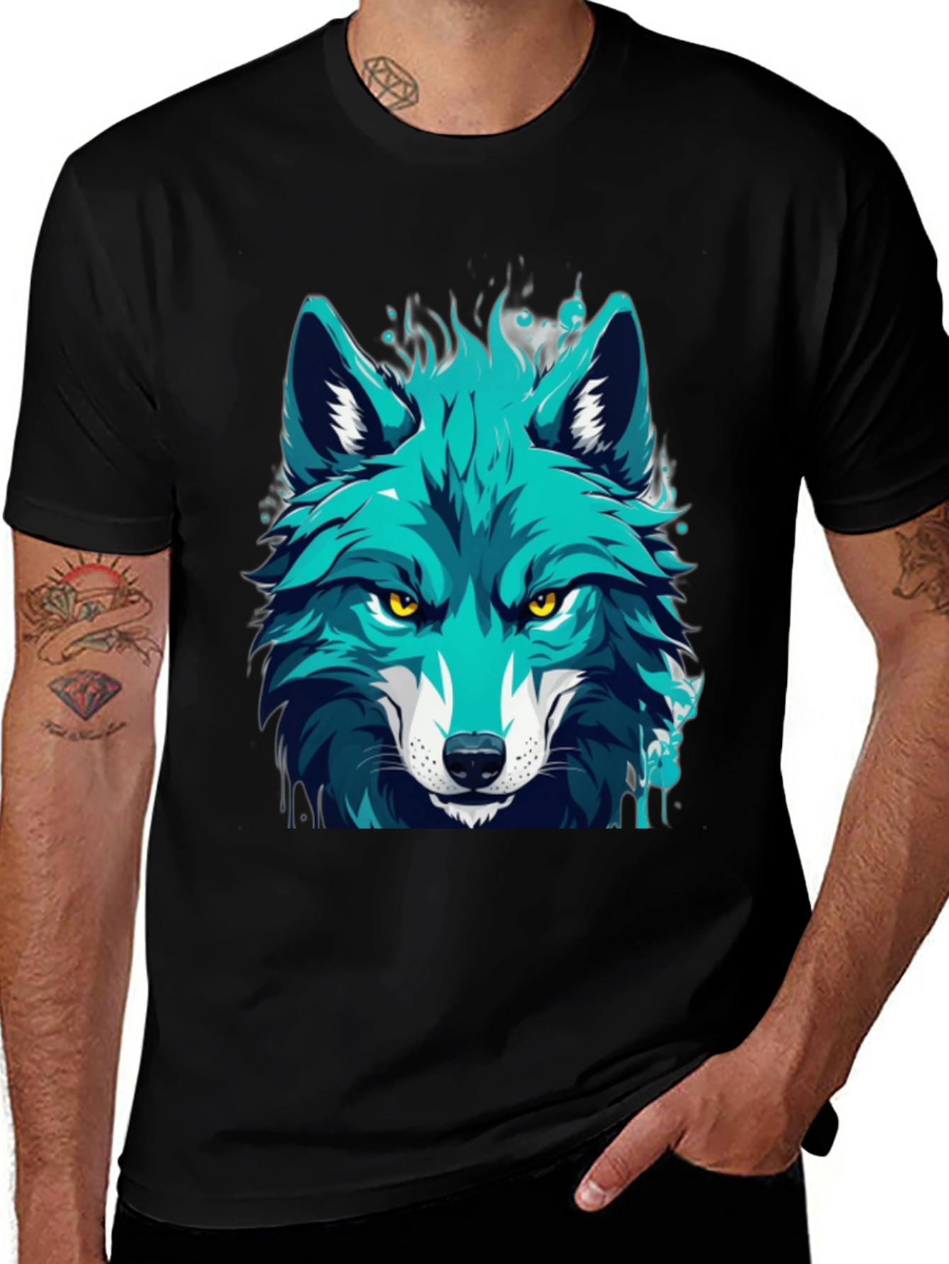 Variant 4 of Cool Blue Wolf Graphic Tee