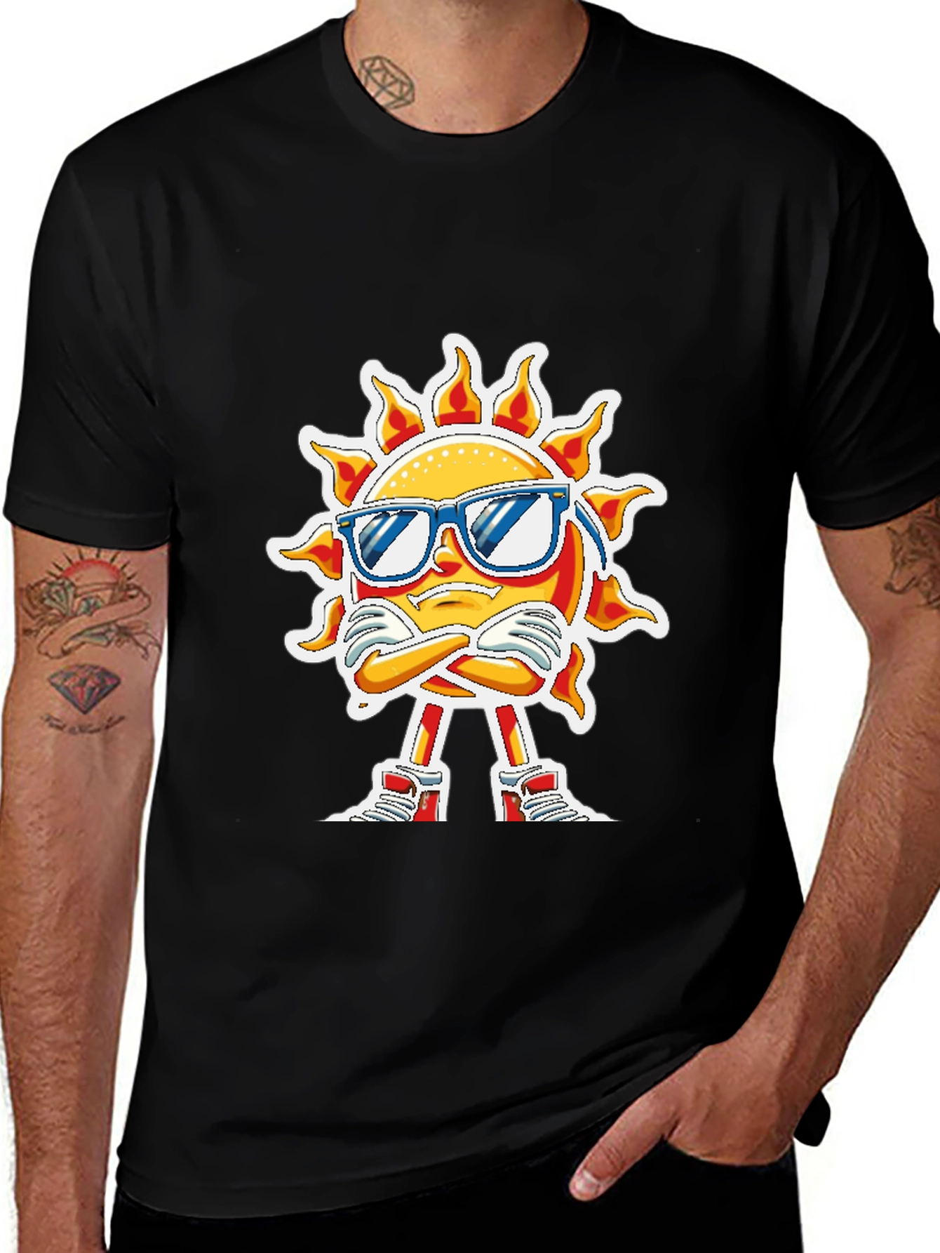 Variant 12 of Cool Sun Graphic Tee - Black Cotton T-Shirt