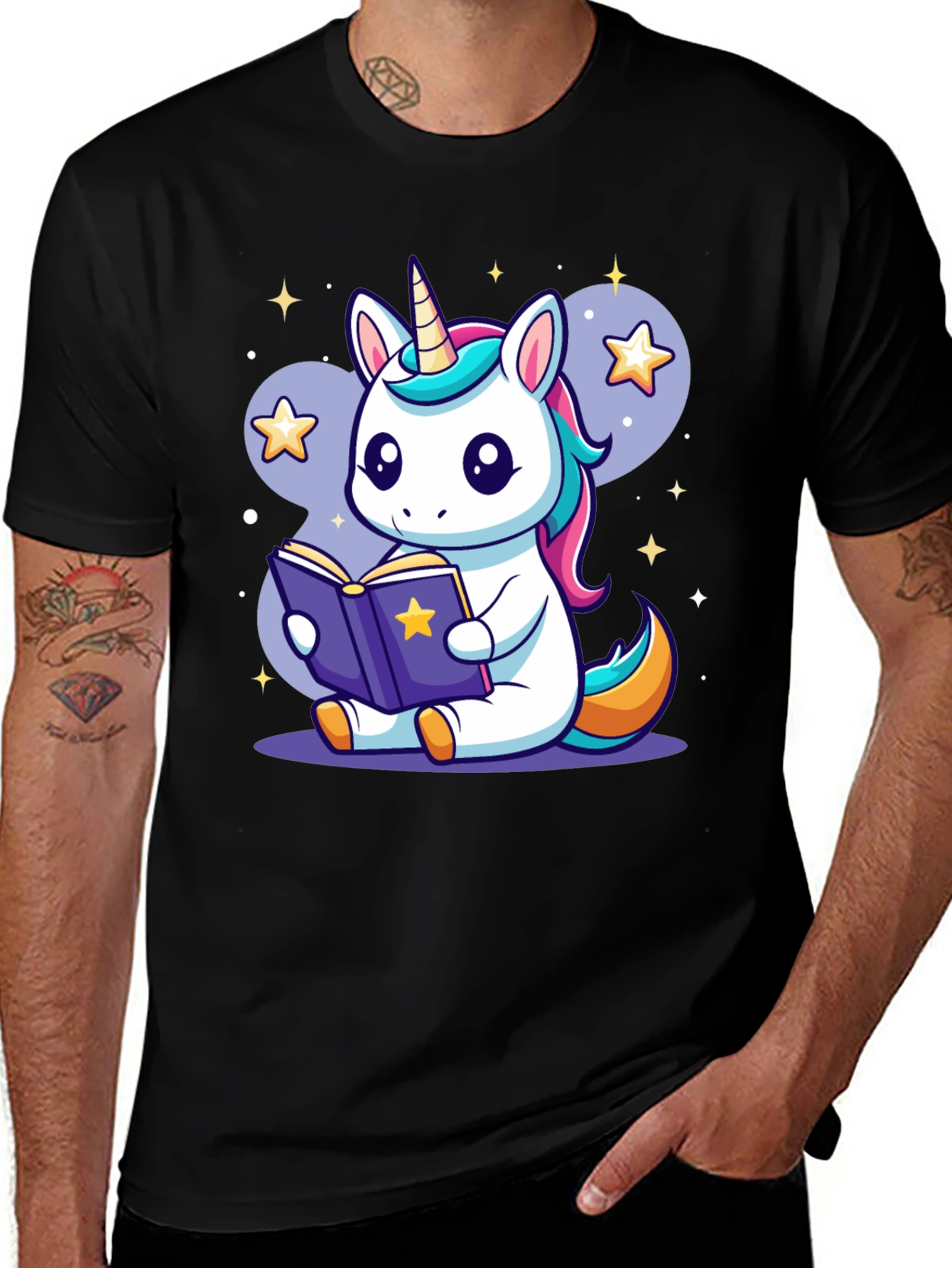 Variant 5 of Unicorn Reading Book Graphic T-Shirt