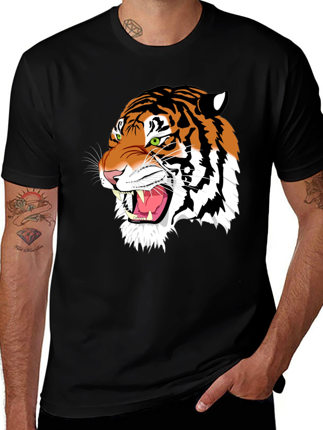 Variant 8 of Tiger Graphic Tee - Men's Black T-Shirt