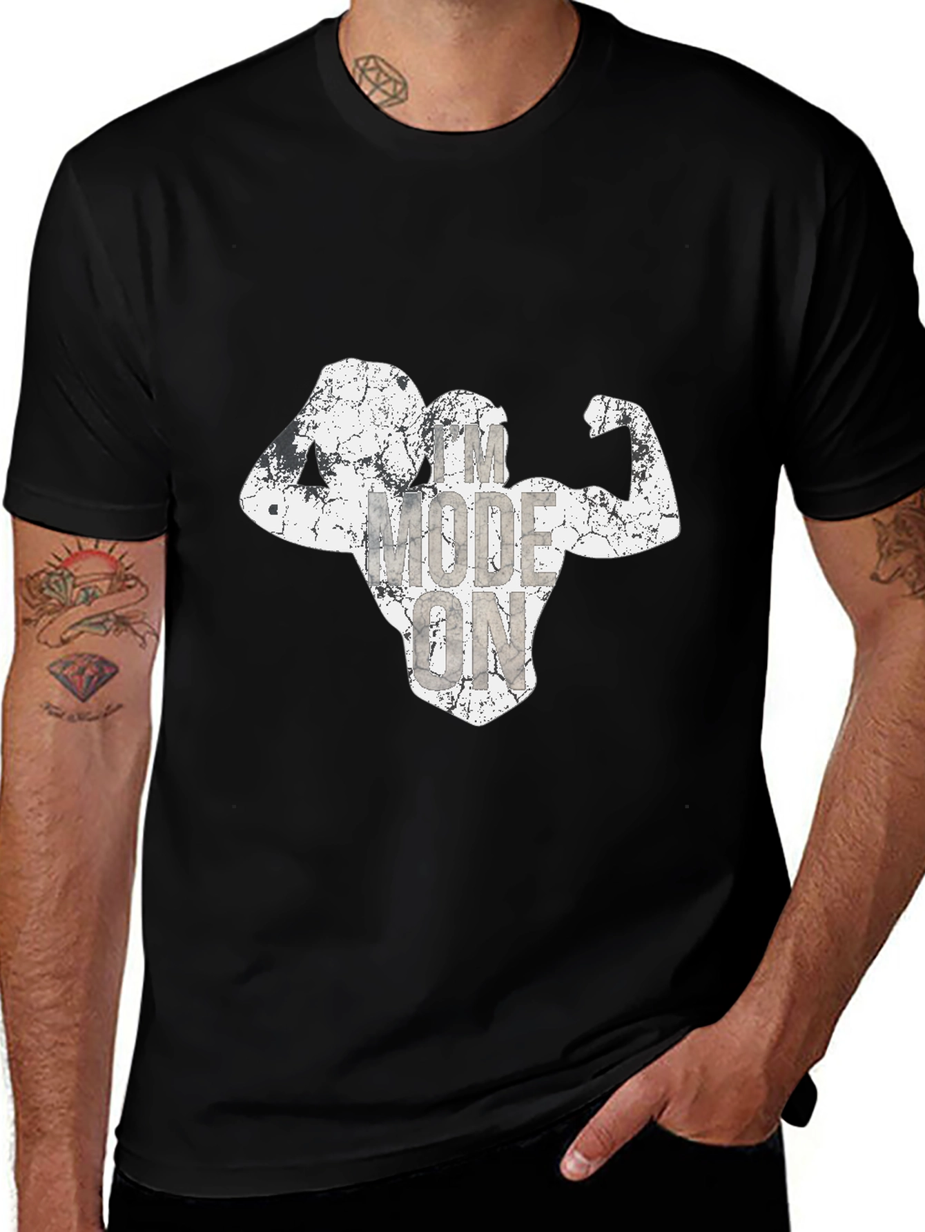 Variant 6 of Workout Mode On Men's Black T-Shirt