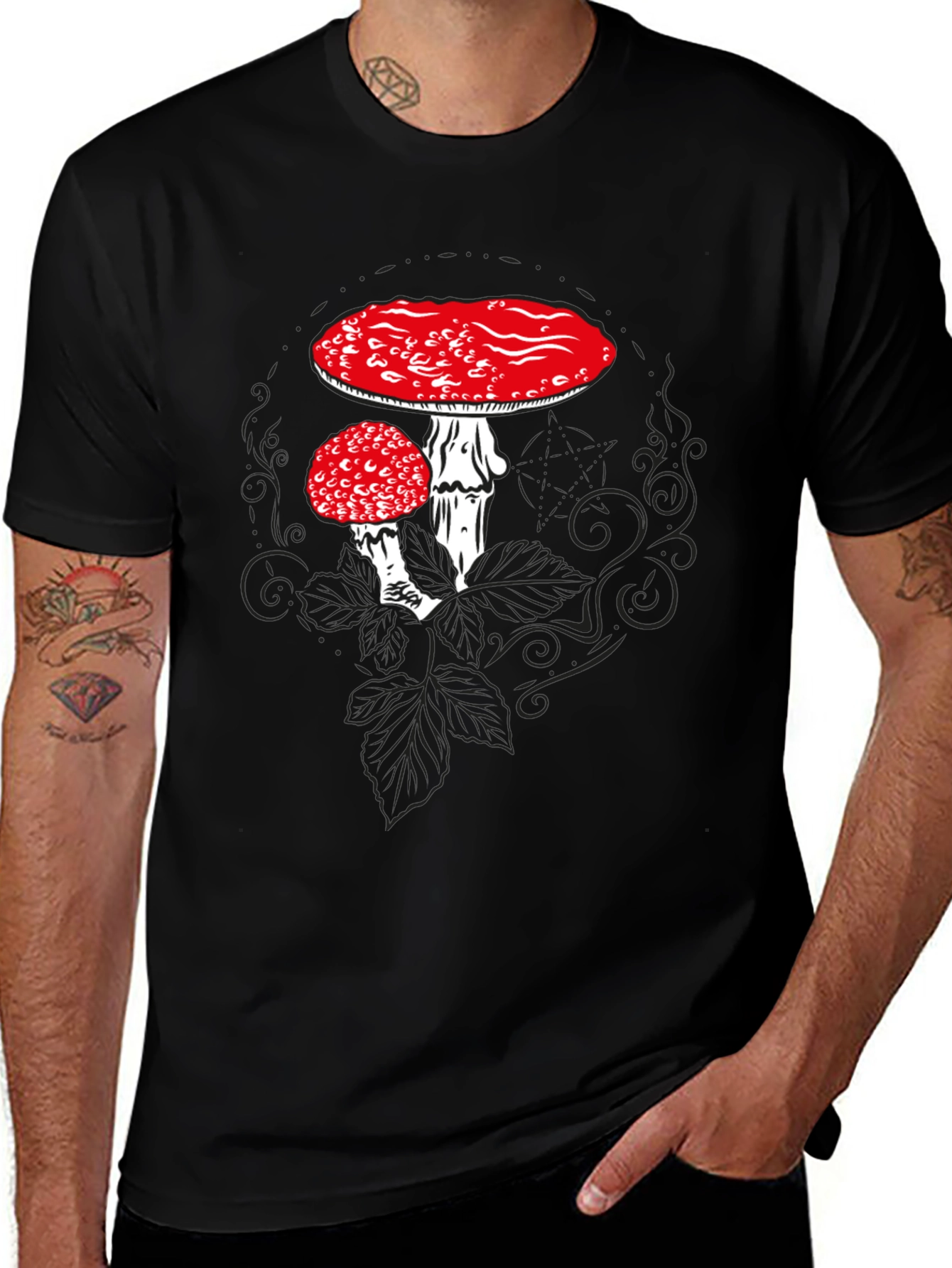 Variant 25 of Mushroom Graphic T-Shirt - Black
