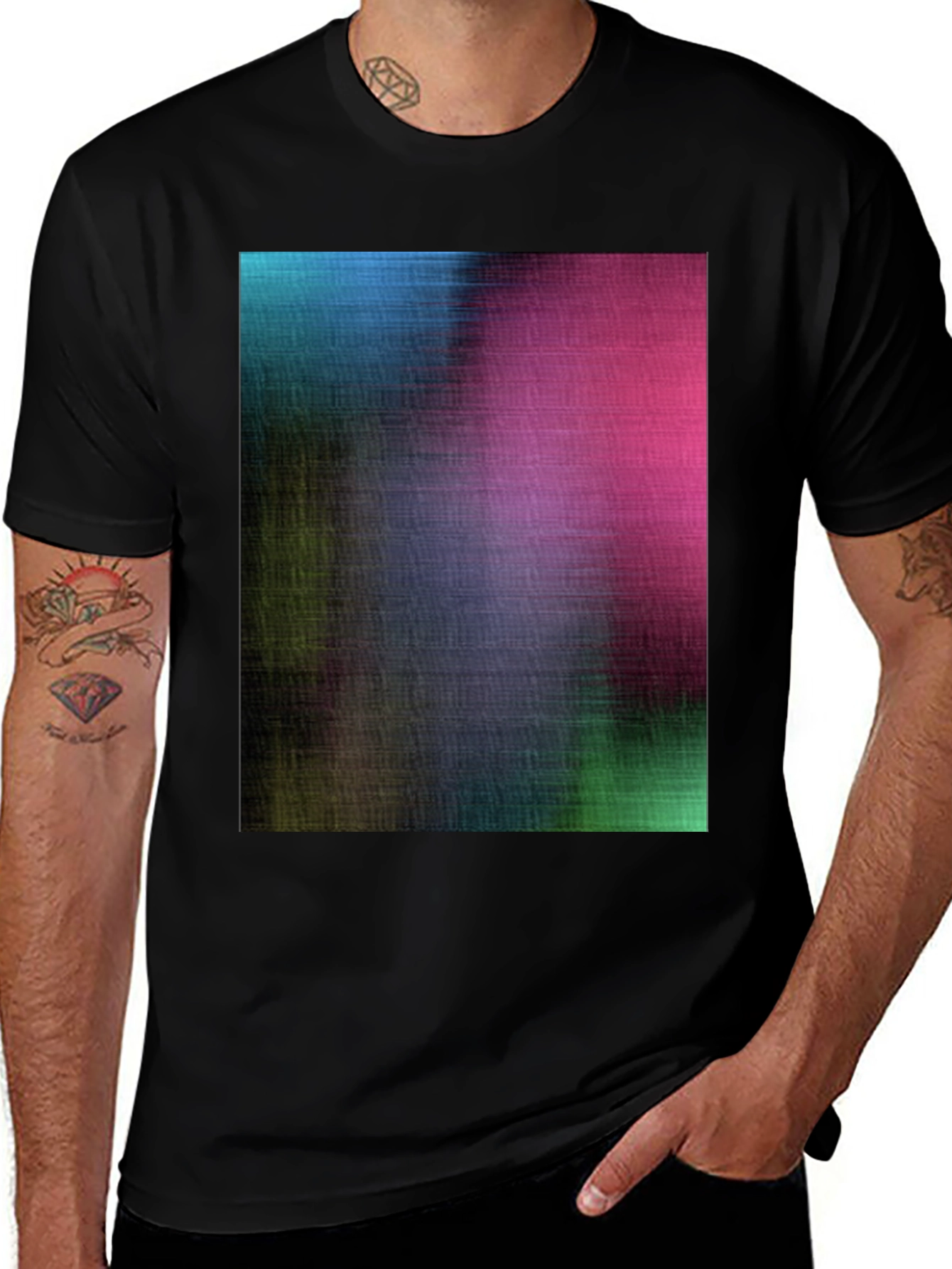 Variant 21 of Abstract Colorful Print Black T-Shirt