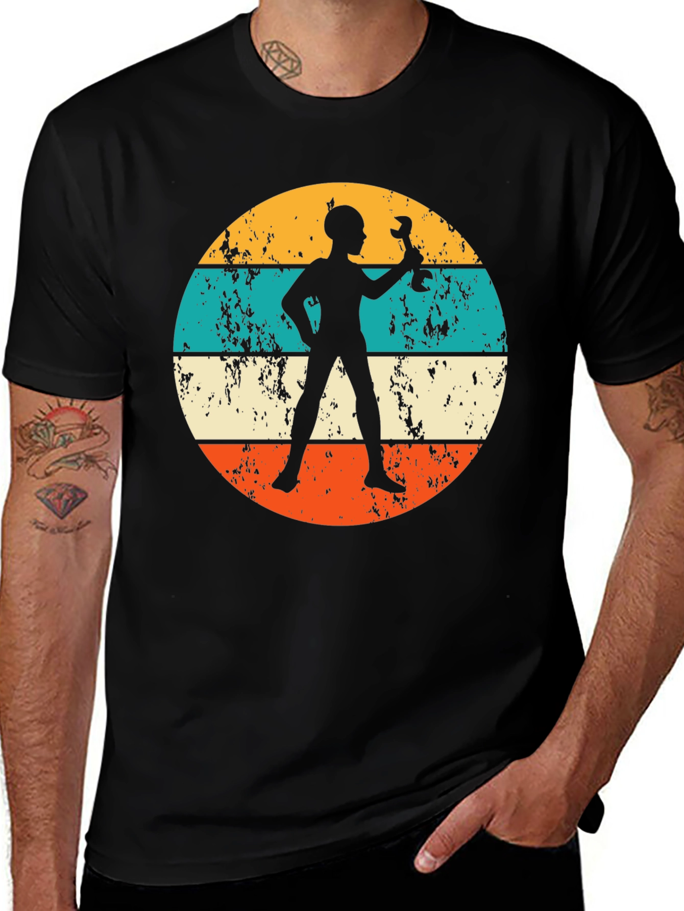Variant 23 of Retro Mechanic Silhouette Graphic Tee