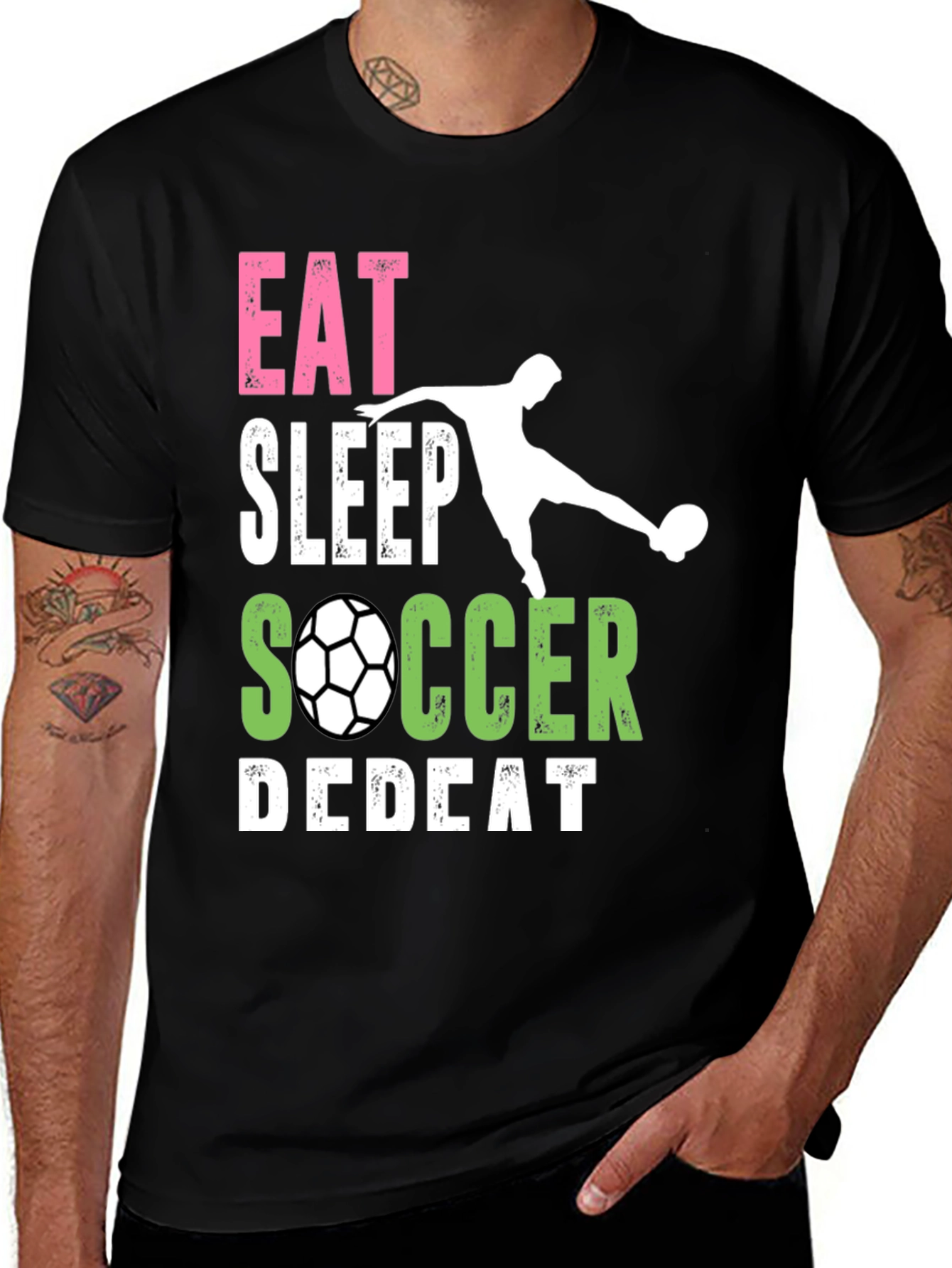 Variant 23 of Eat Sleep Soccer Repeat Black T-Shirt