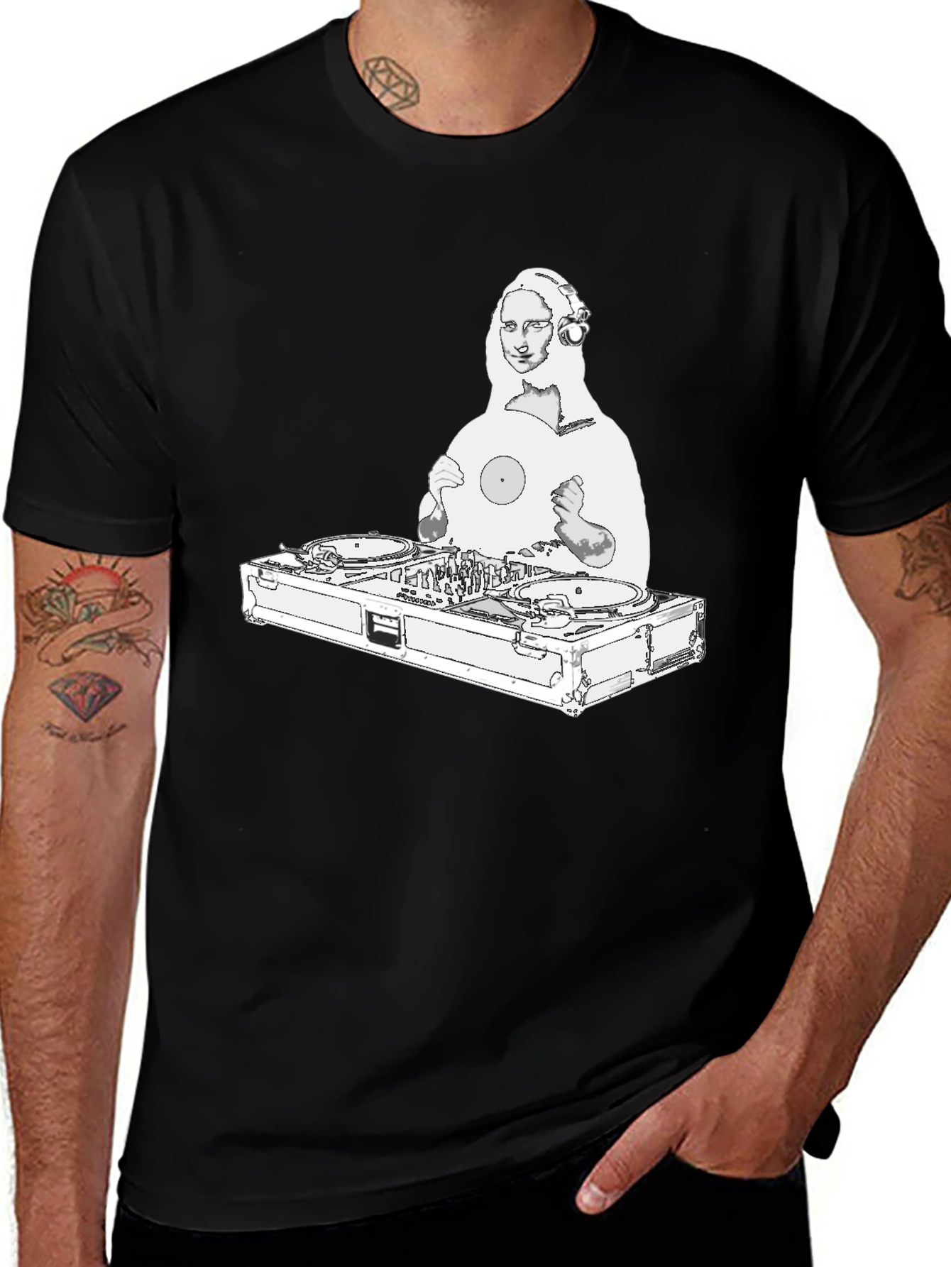 Variant 14 of DJ Mona Lisa Graphic Tee - Black Crew Neck