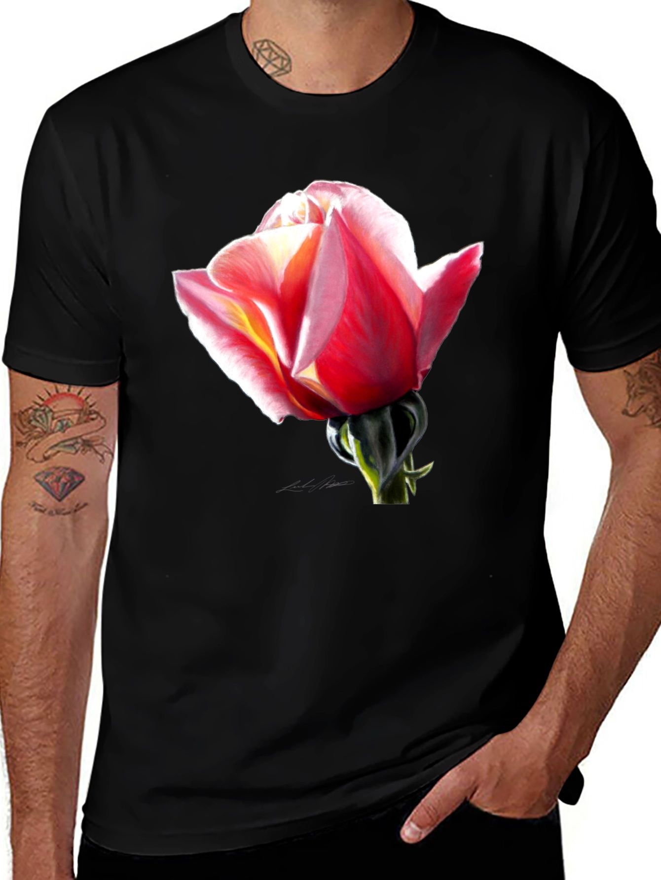 Variant 20 of Rose Graphic Black T-Shirt