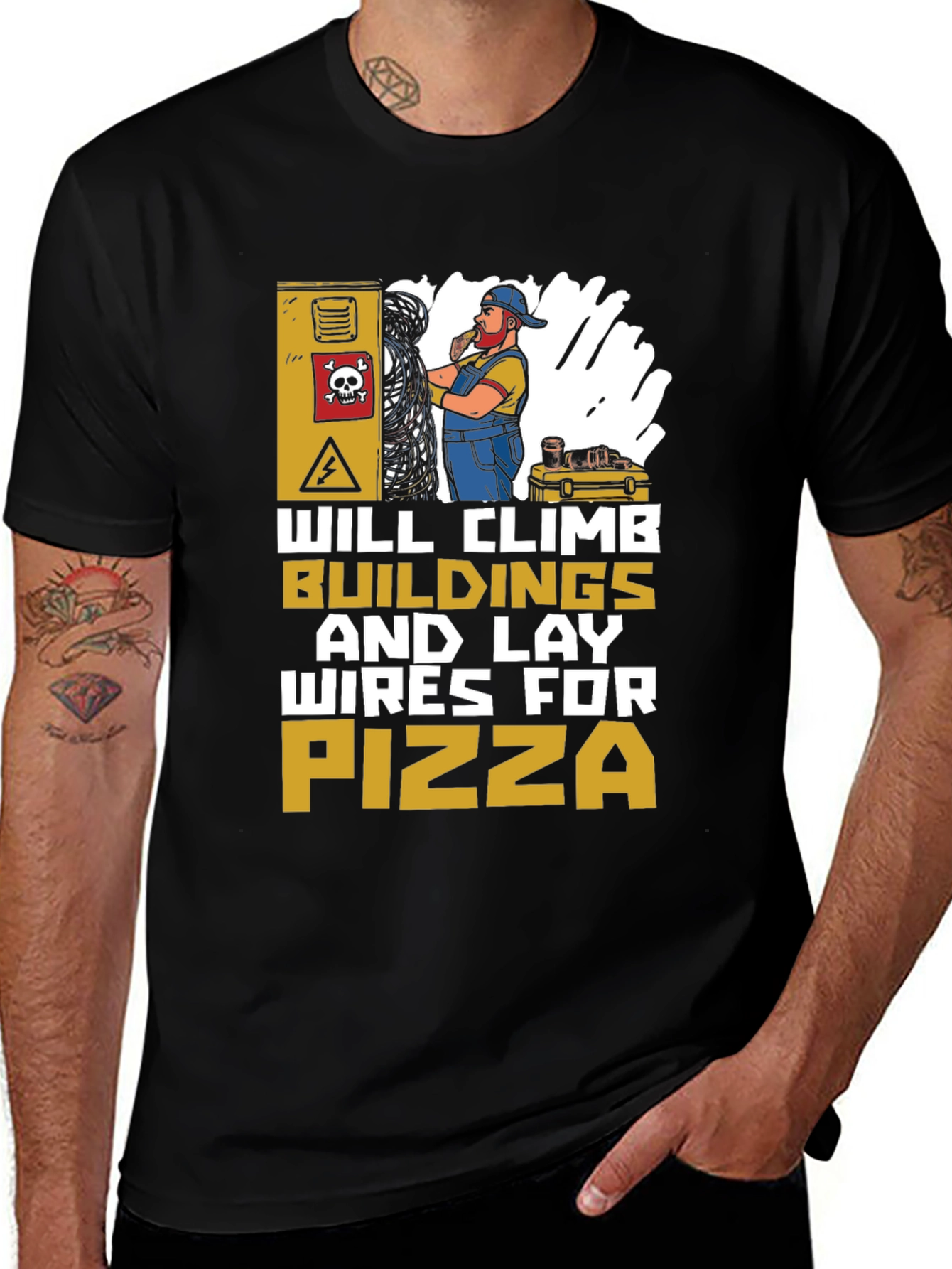 Variant 11 of Electrician Pizza Lover T-Shirt - Funny Worker Gift