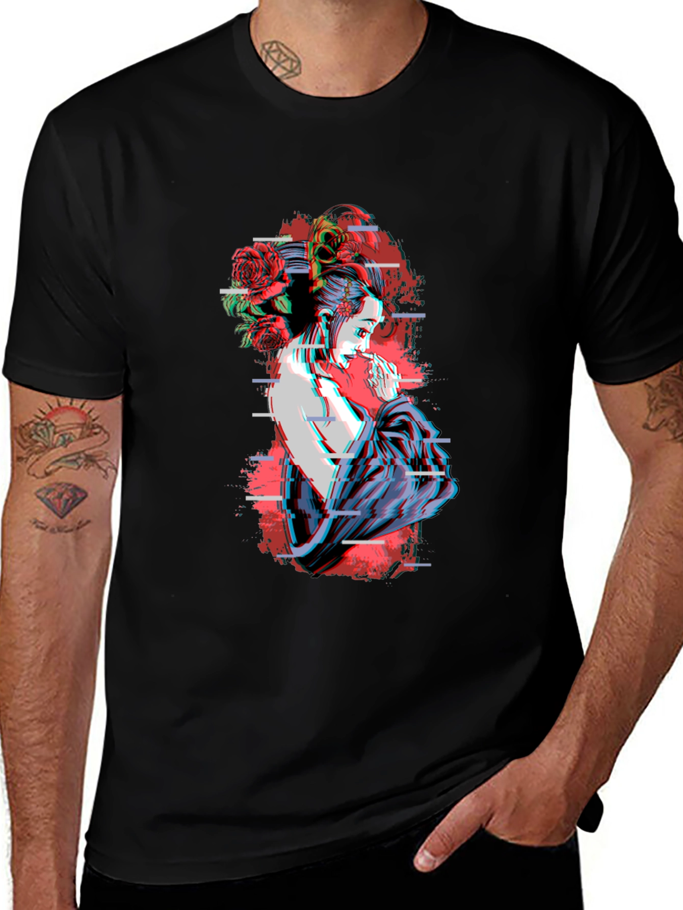 Variant 23 of Geisha Glitch T-Shirt - Unique Graphic Tee