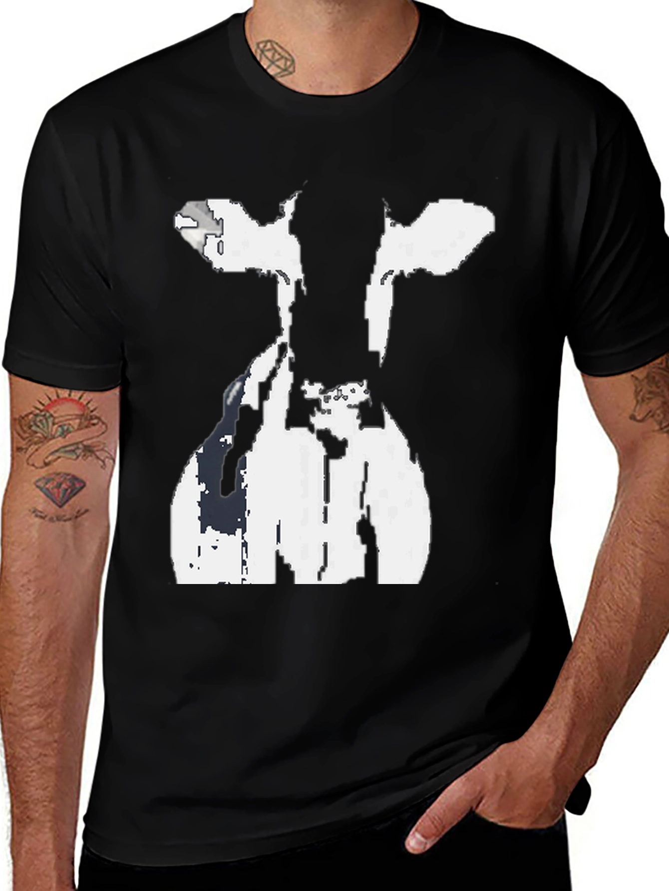 Variant 8 of Cow Graphic Tee - Black Crew Neck T-Shirt
