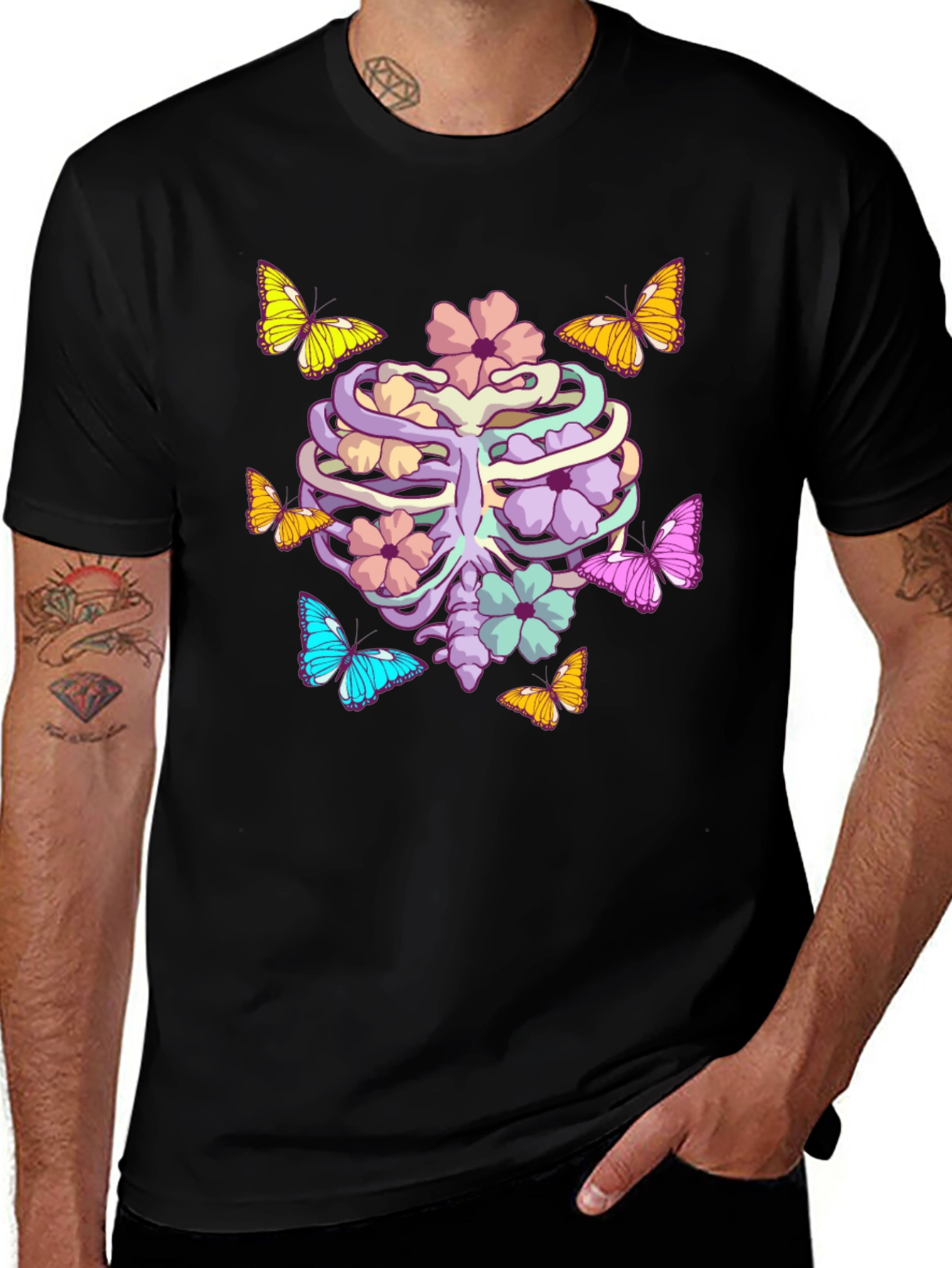 Variant 9 of Floral Ribcage Butterfly T-Shirt