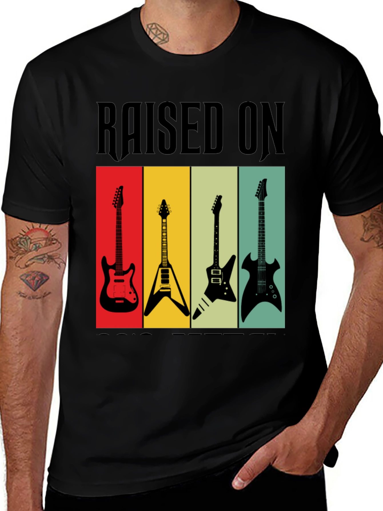 Variant 19 of Raised on Rock Guitars T-Shirt