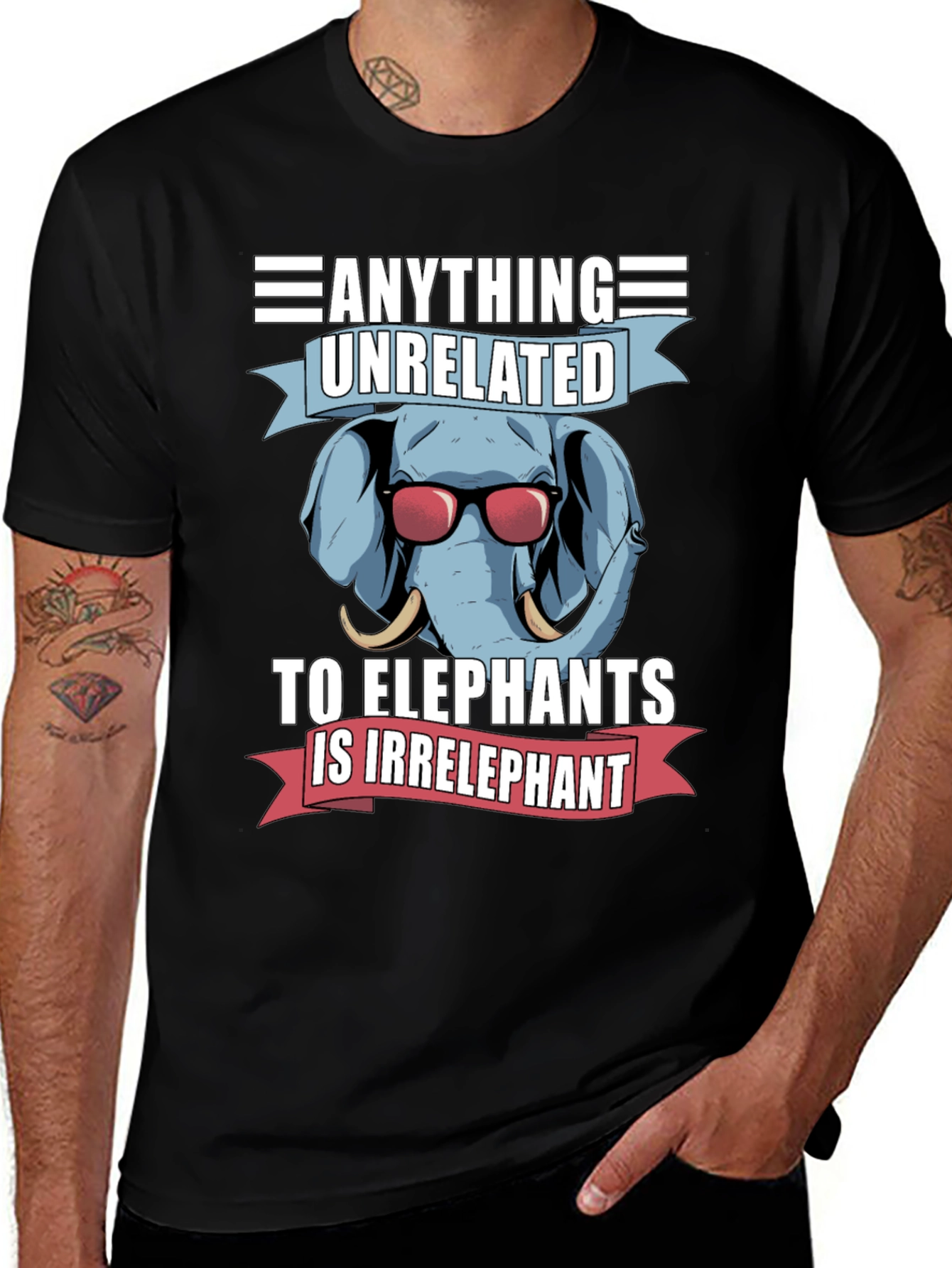 Variant 21 of Elephant Pun T-Shirt - Anything Unrelated Is Irrelephant!