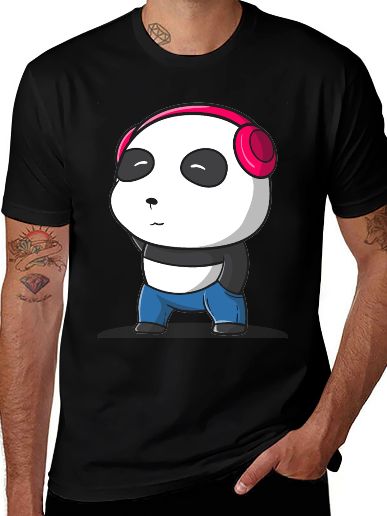 Variant 3 of Cute Panda with Headphones Graphic T-Shirt