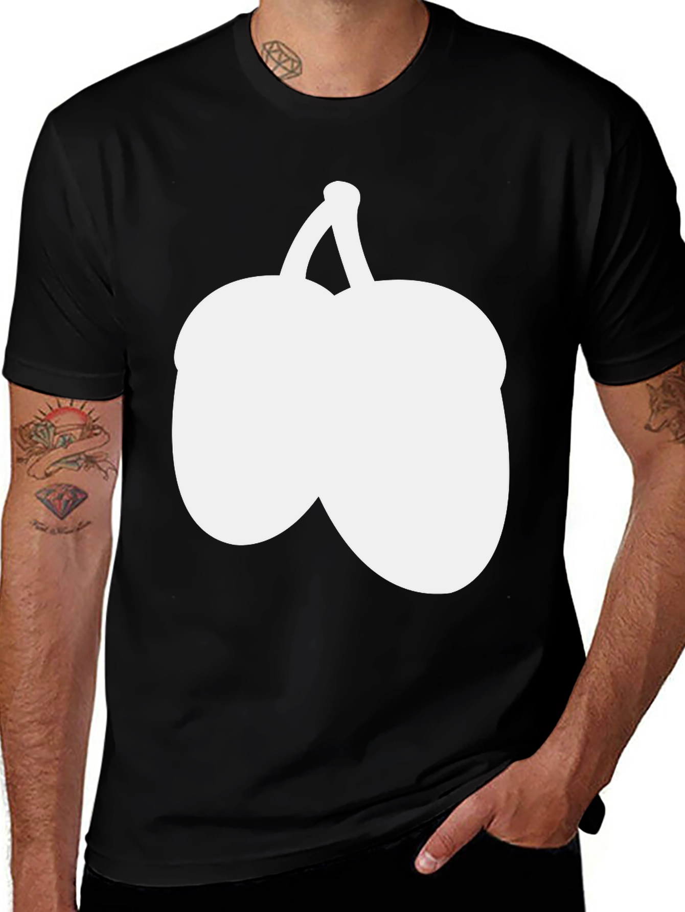 Variant 30 of Novelty Fruit Graphic Tee - Black Cotton Blend