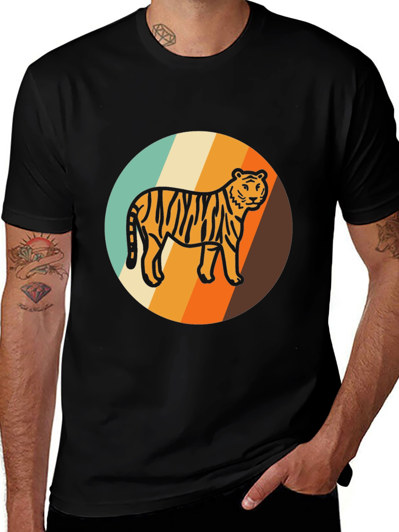 Variant 18 of Retro Tiger Graphic Tee - Vintage Style Men's T-Shirt