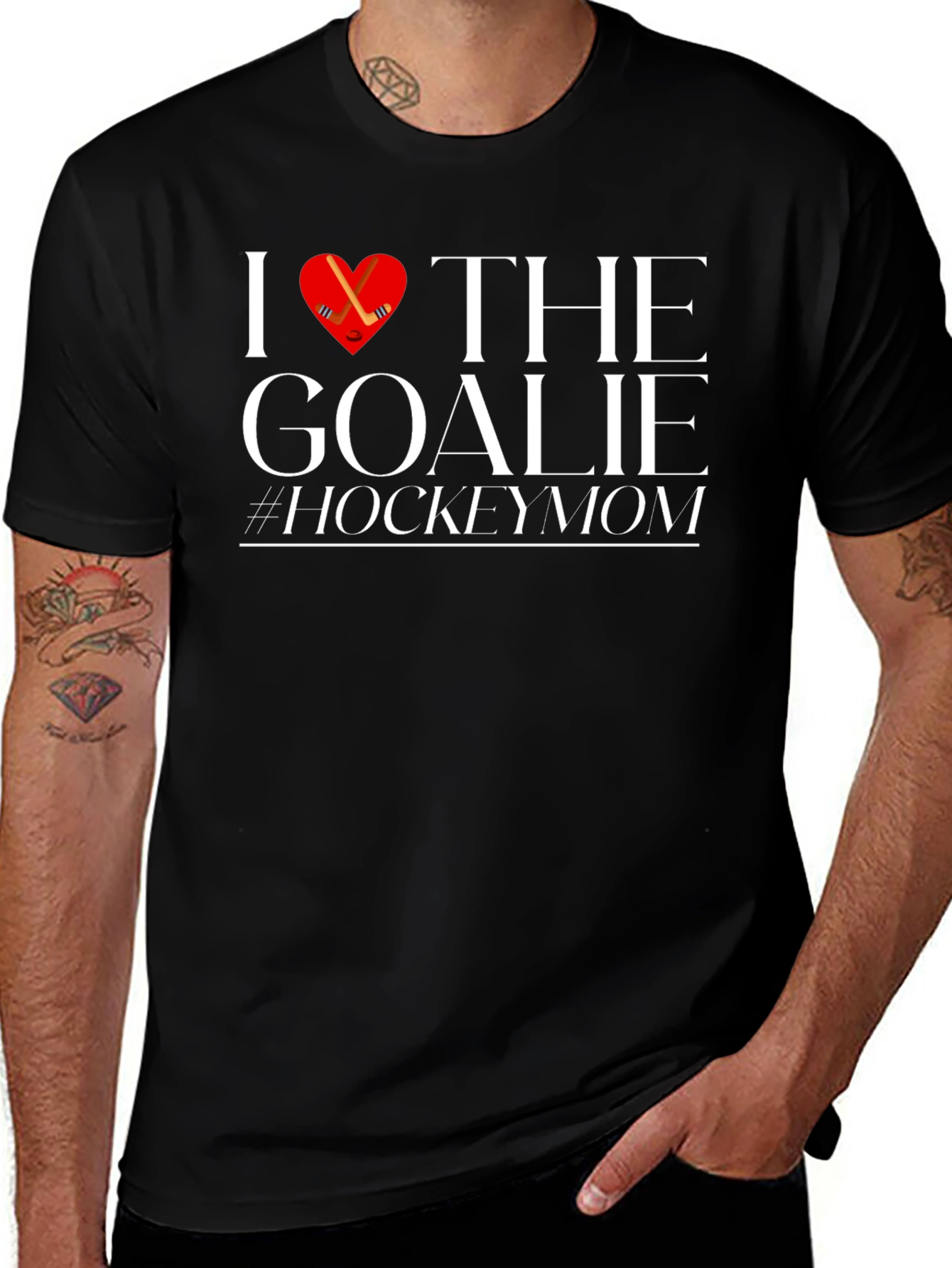Variant 30 of I Love the Goalie Hockey Mom Black T-Shirt