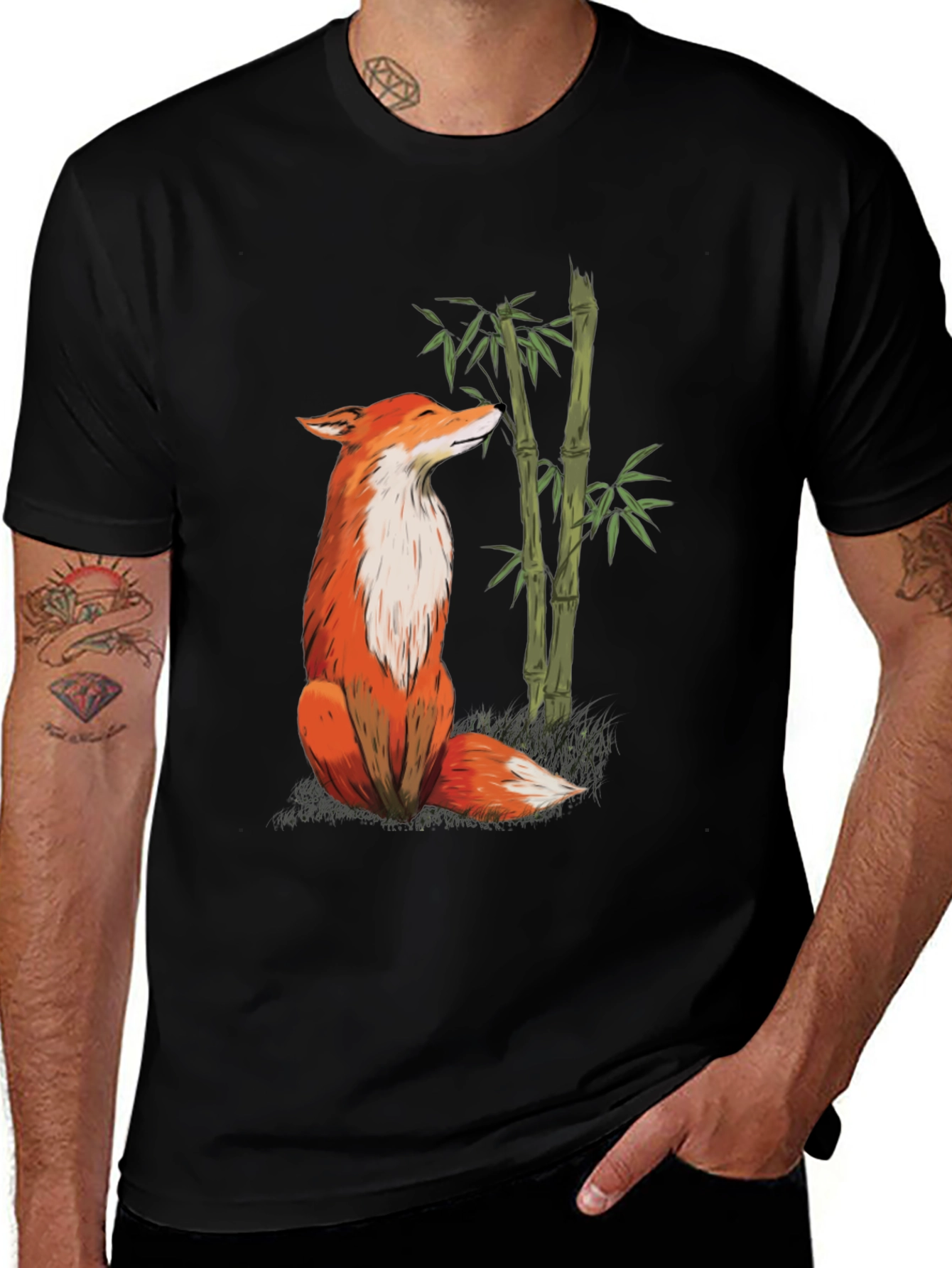 Variant 21 of Fox and Bamboo Graphic Tee - Black