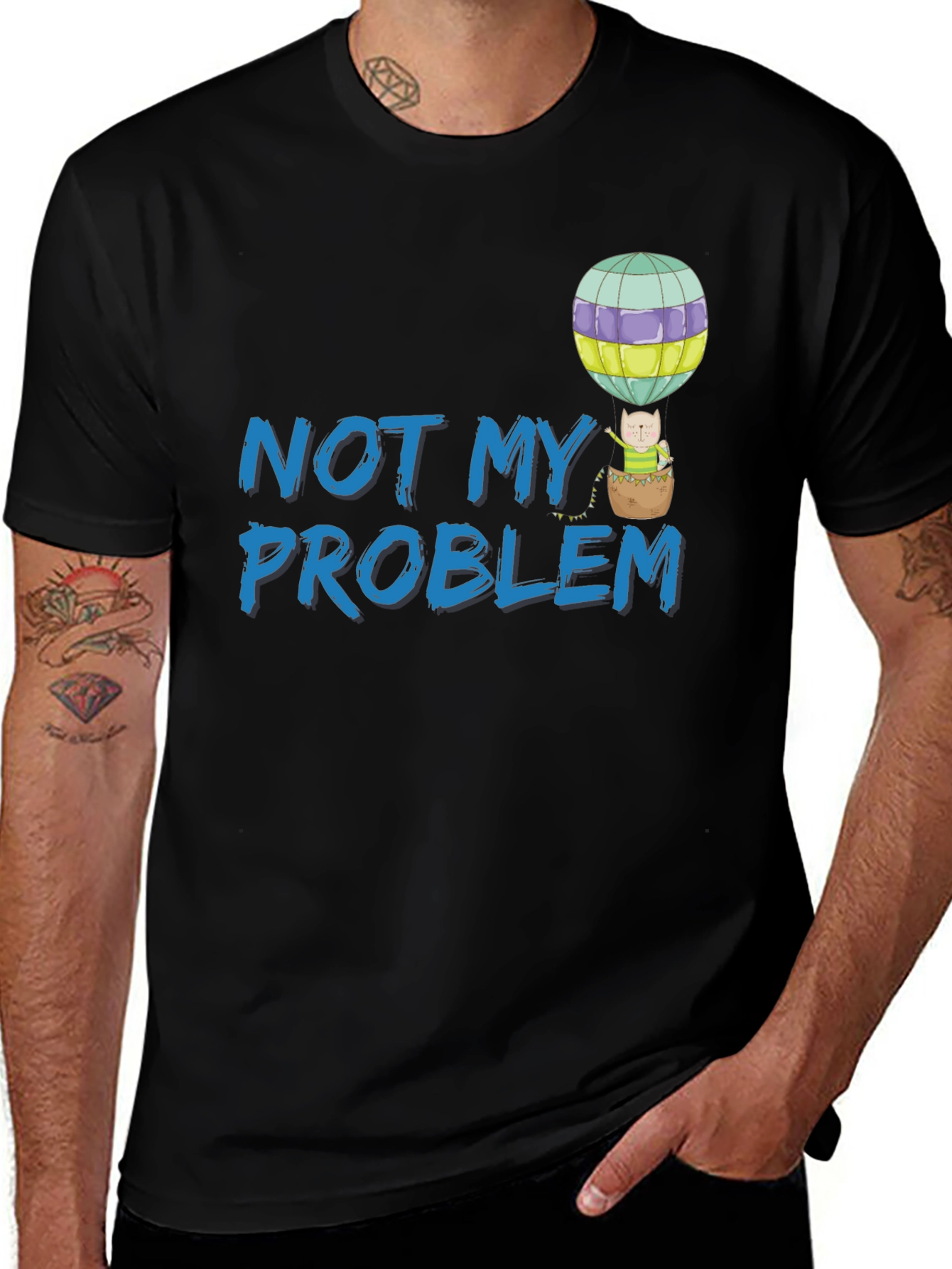 Variant 14 of Not My Problem T-Shirt - Cat in Hot Air Balloon