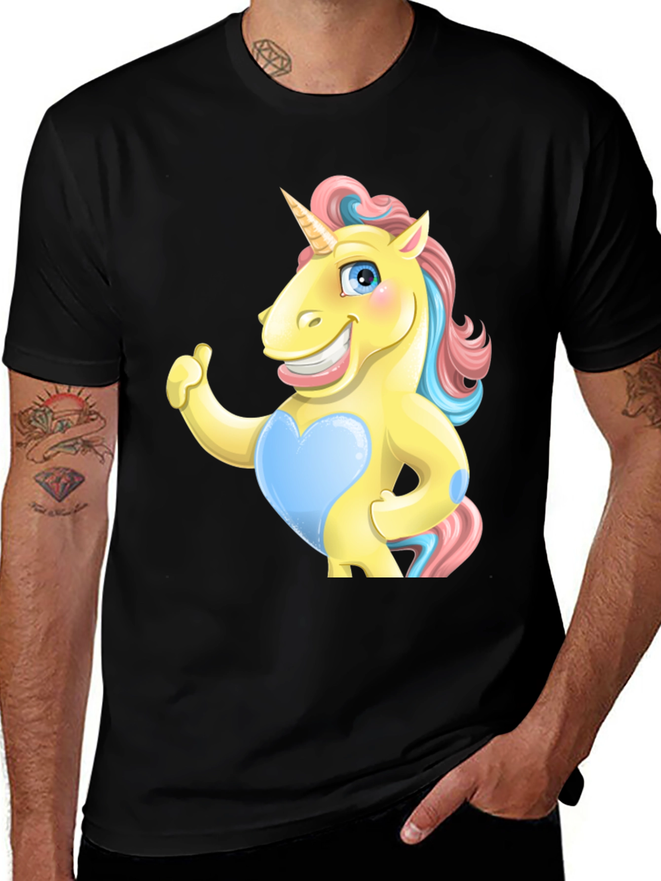Variant 16 of Funny Unicorn Graphic Black T-Shirt