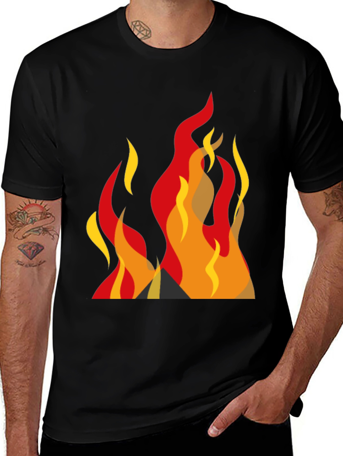 Variant 28 of Bold Graphic Fire Design Black T-Shirt
