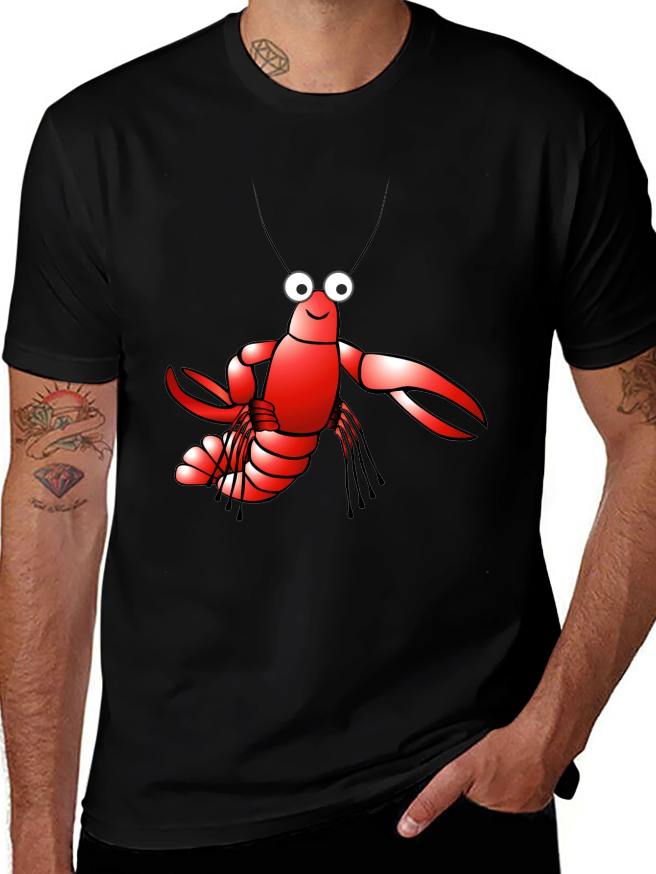 Variant 17 of Lobster Graphic Tee - Black Cotton T-Shirt