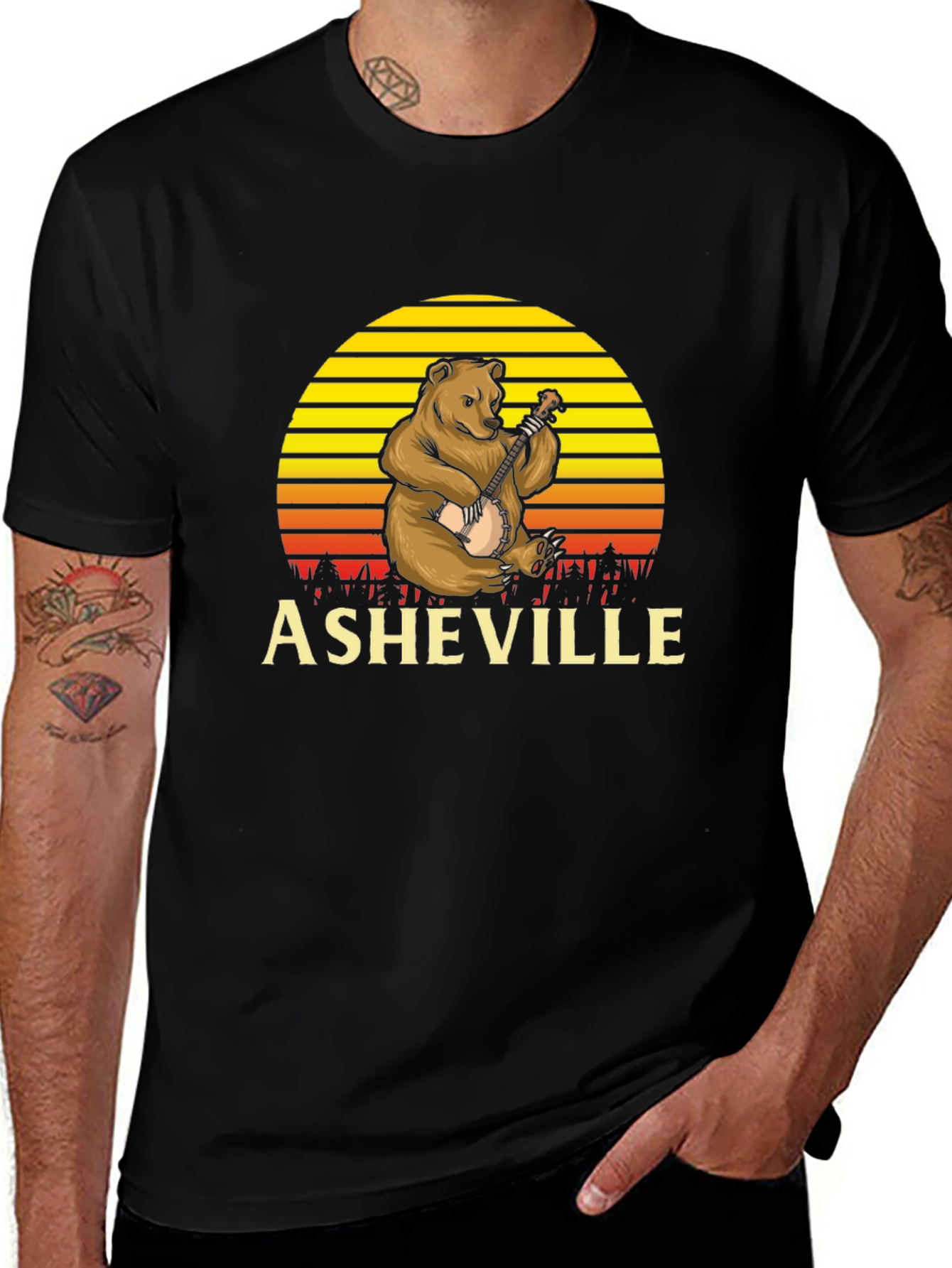 Asheville Bear Banjo Graphic Tee - Black