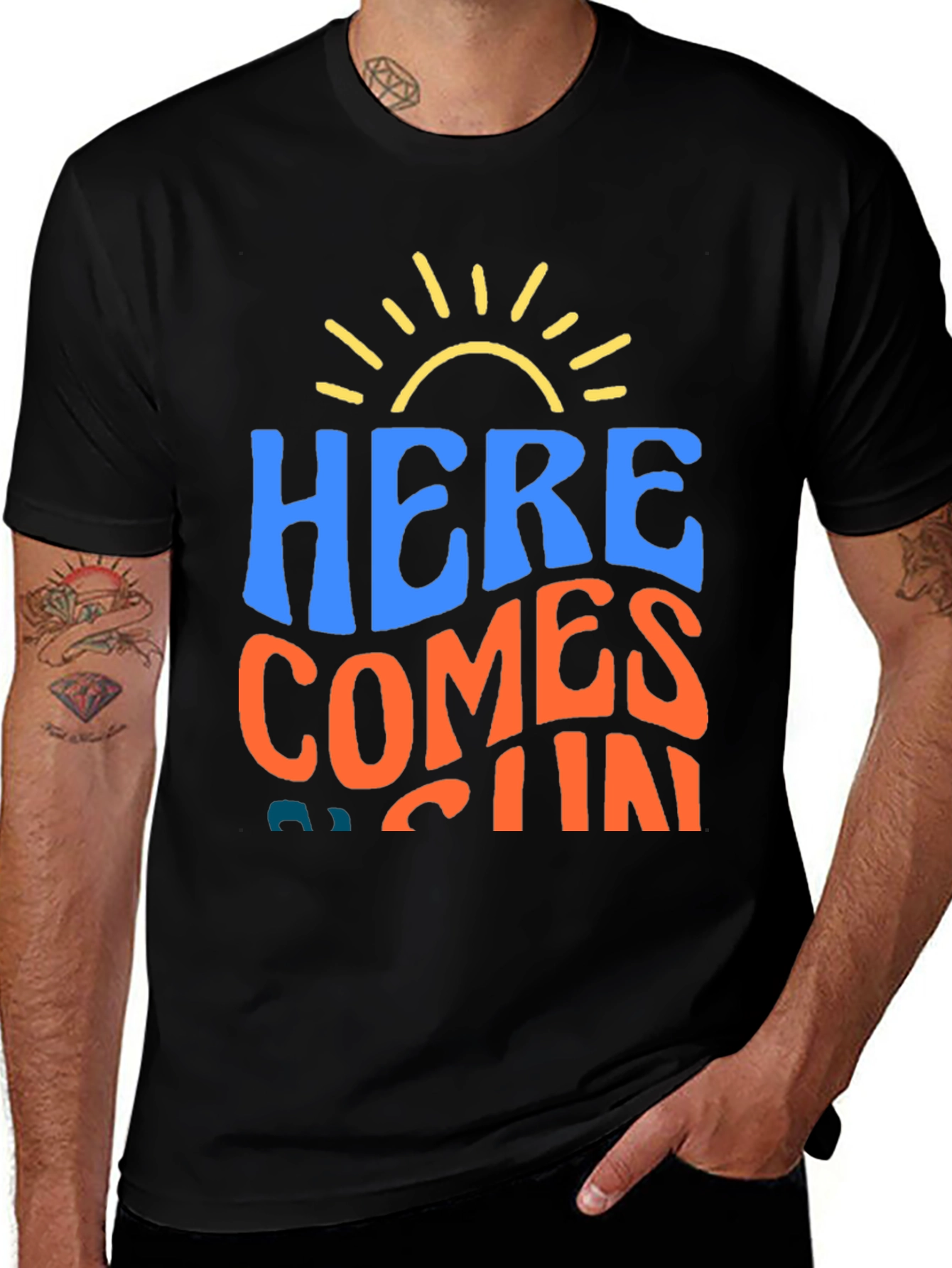 Variant 6 of Here Comes The Sun Graphic Tee - Black Cotton Blend