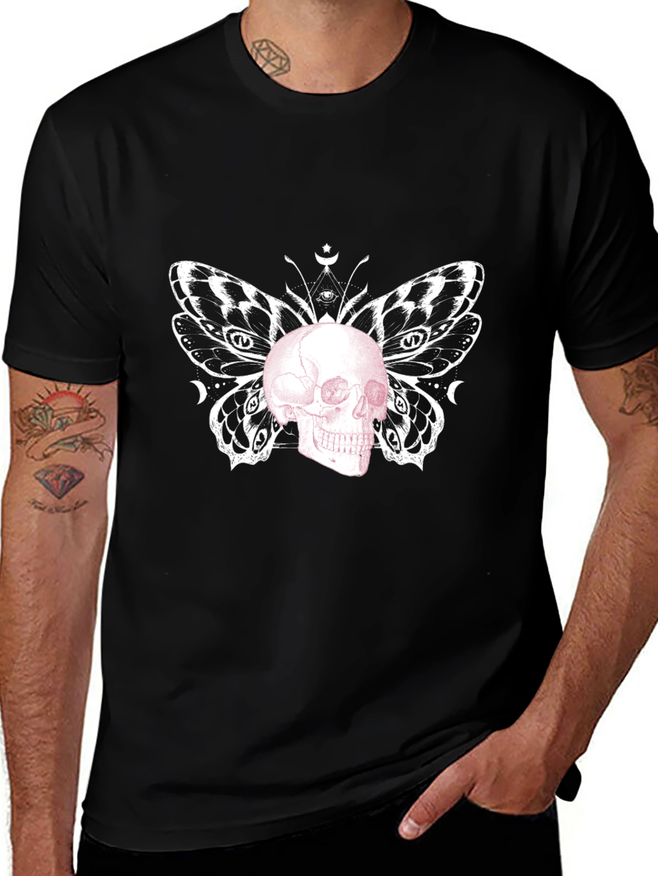 Variant 7 of Skull Butterfly Graphic Tee - Black
