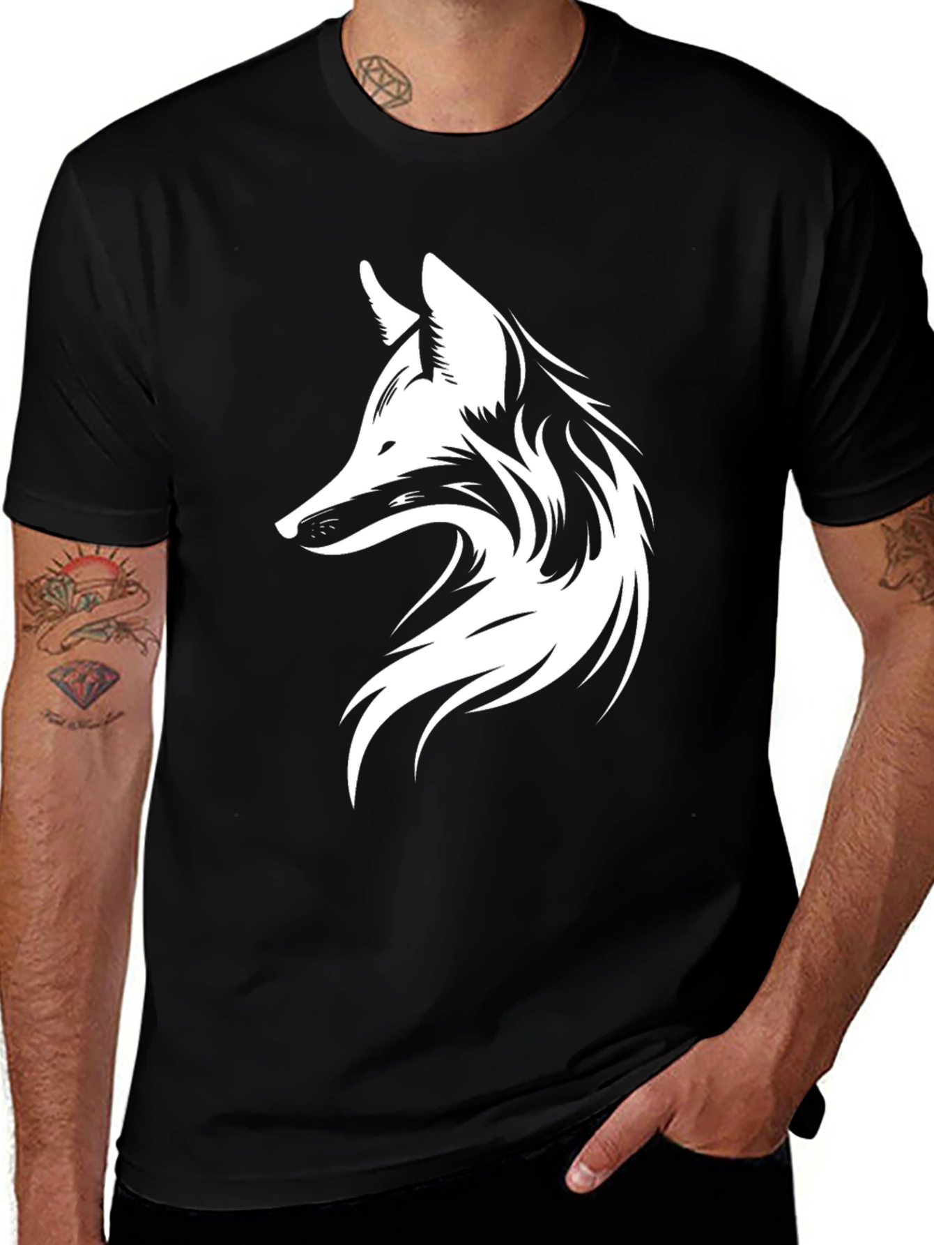 Black Fox Graphic Print Men's Black T-Shirt main image