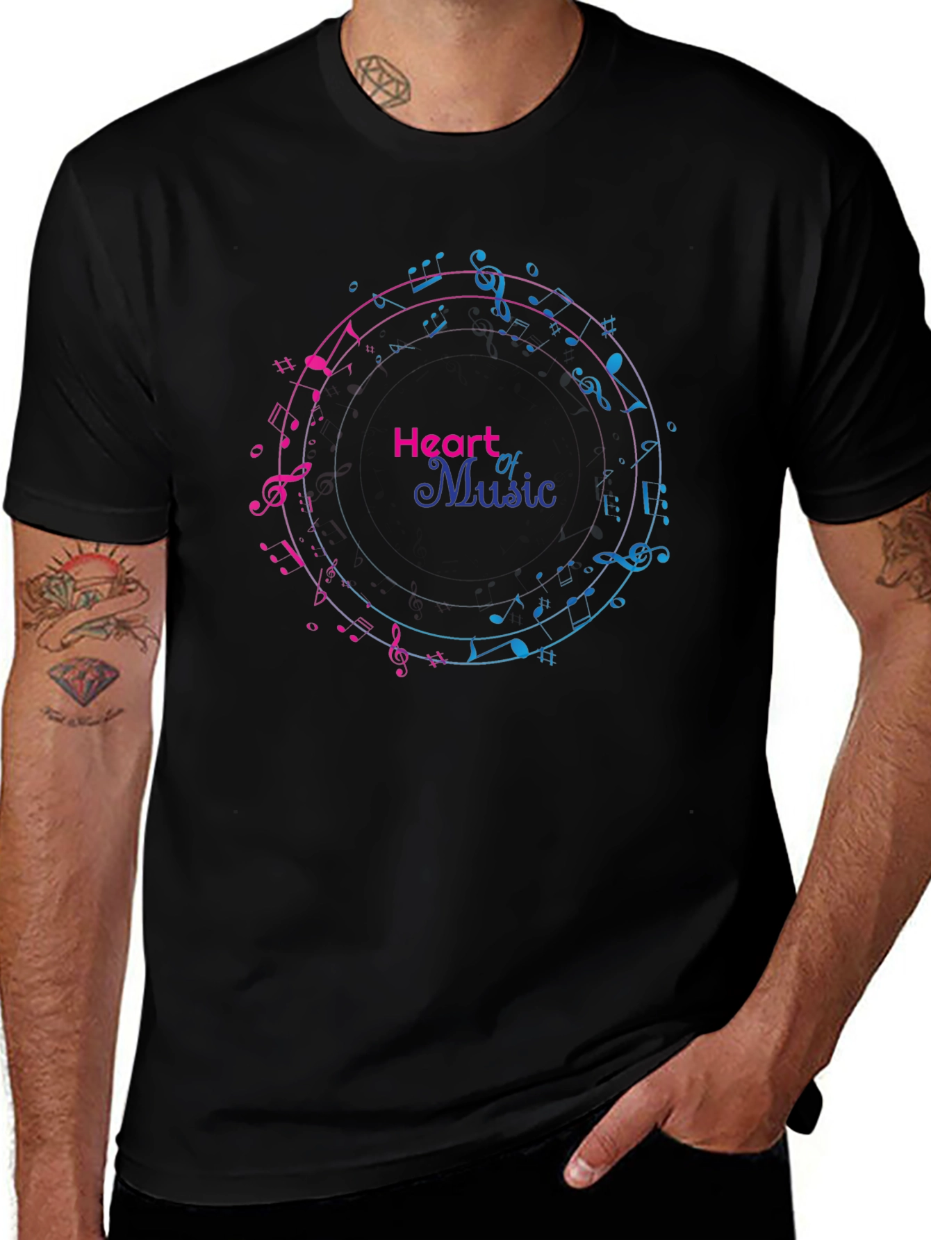 Variant 12 of Heart of Music Graphic Tee - Black