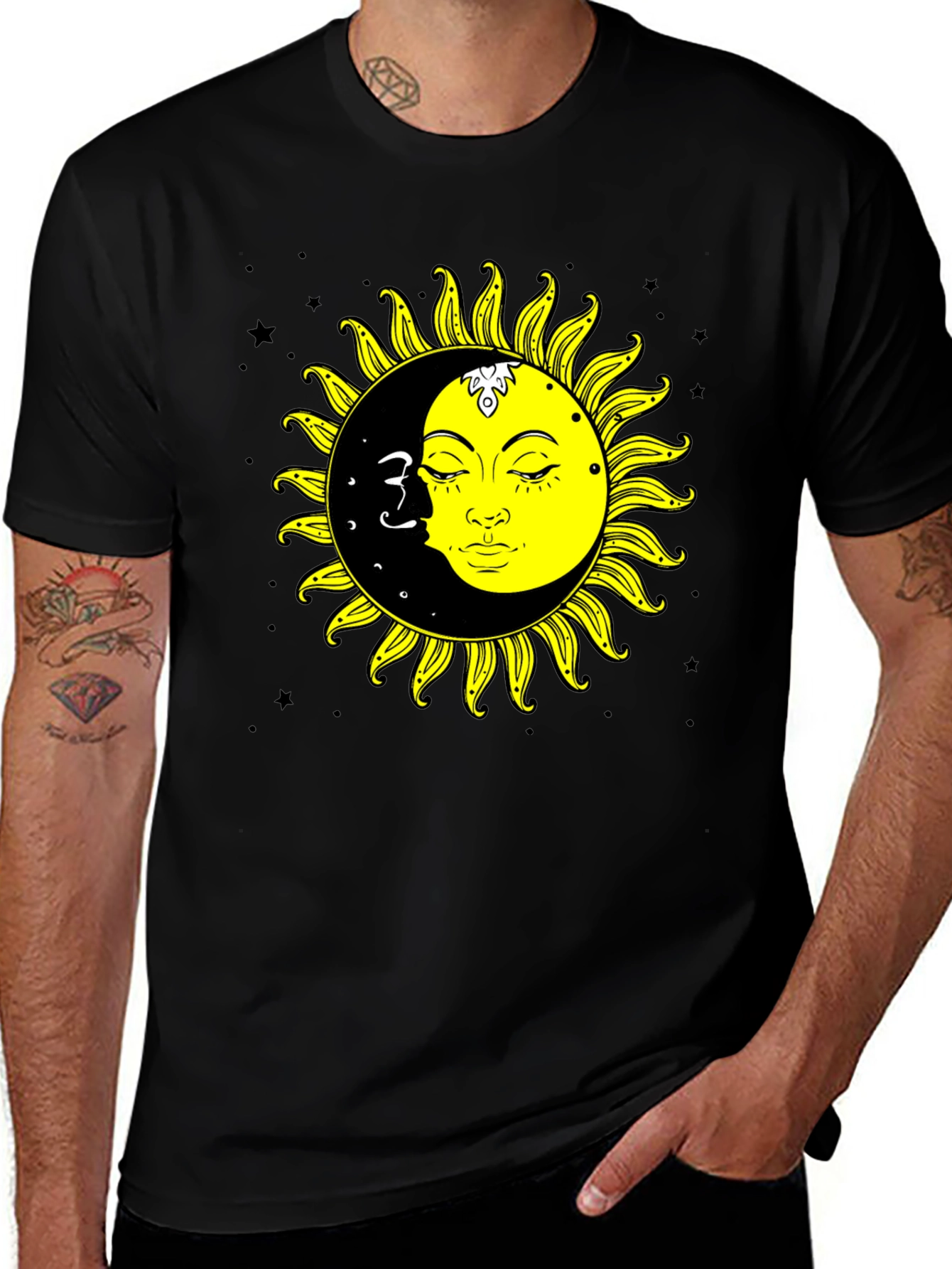 Variant 14 of Sun & Moon Graphic Tee - Celestial Black T-Shirt