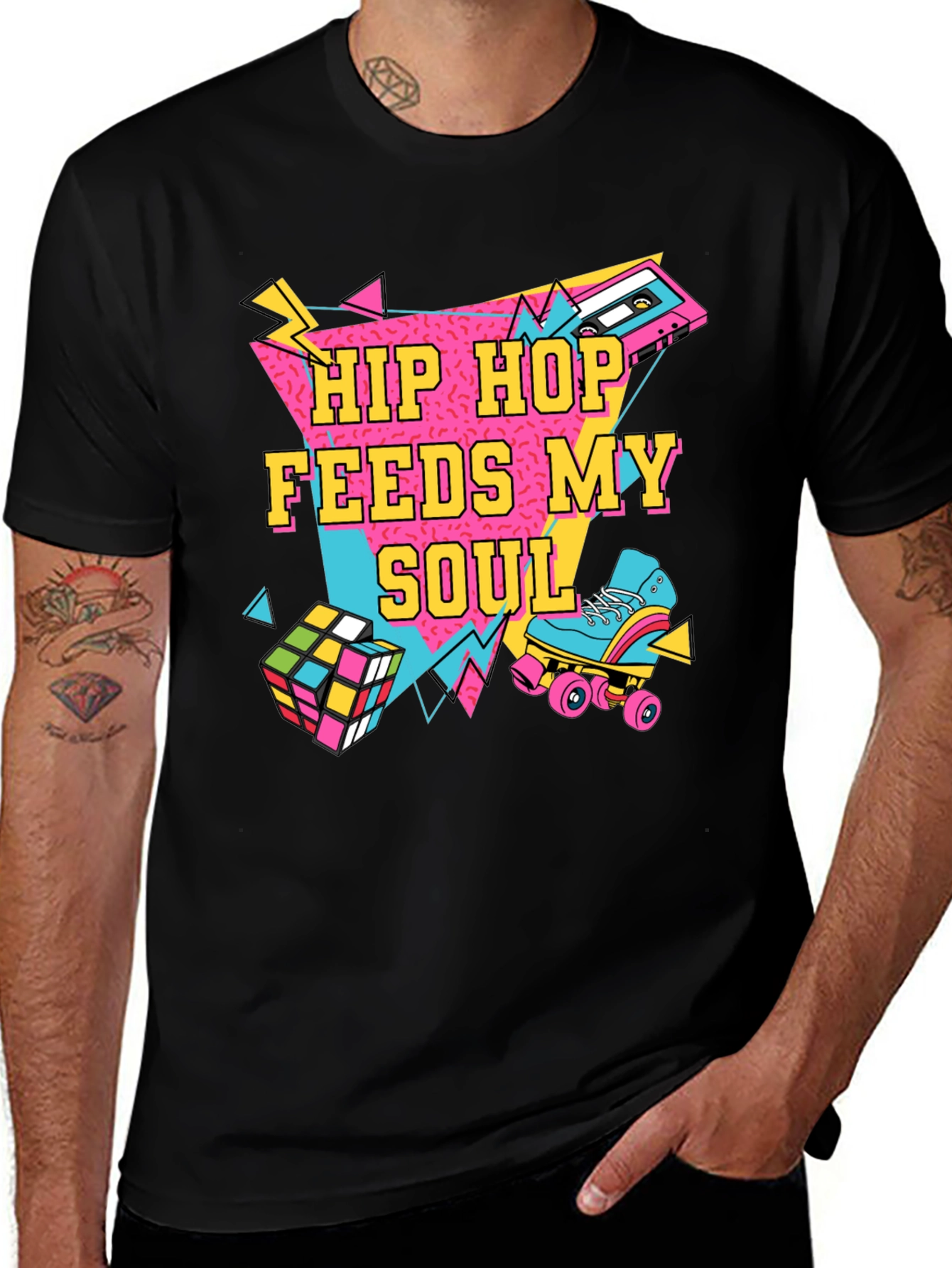 Variant 9 of Hip Hop Feeds My Soul 80s Retro T-Shirt