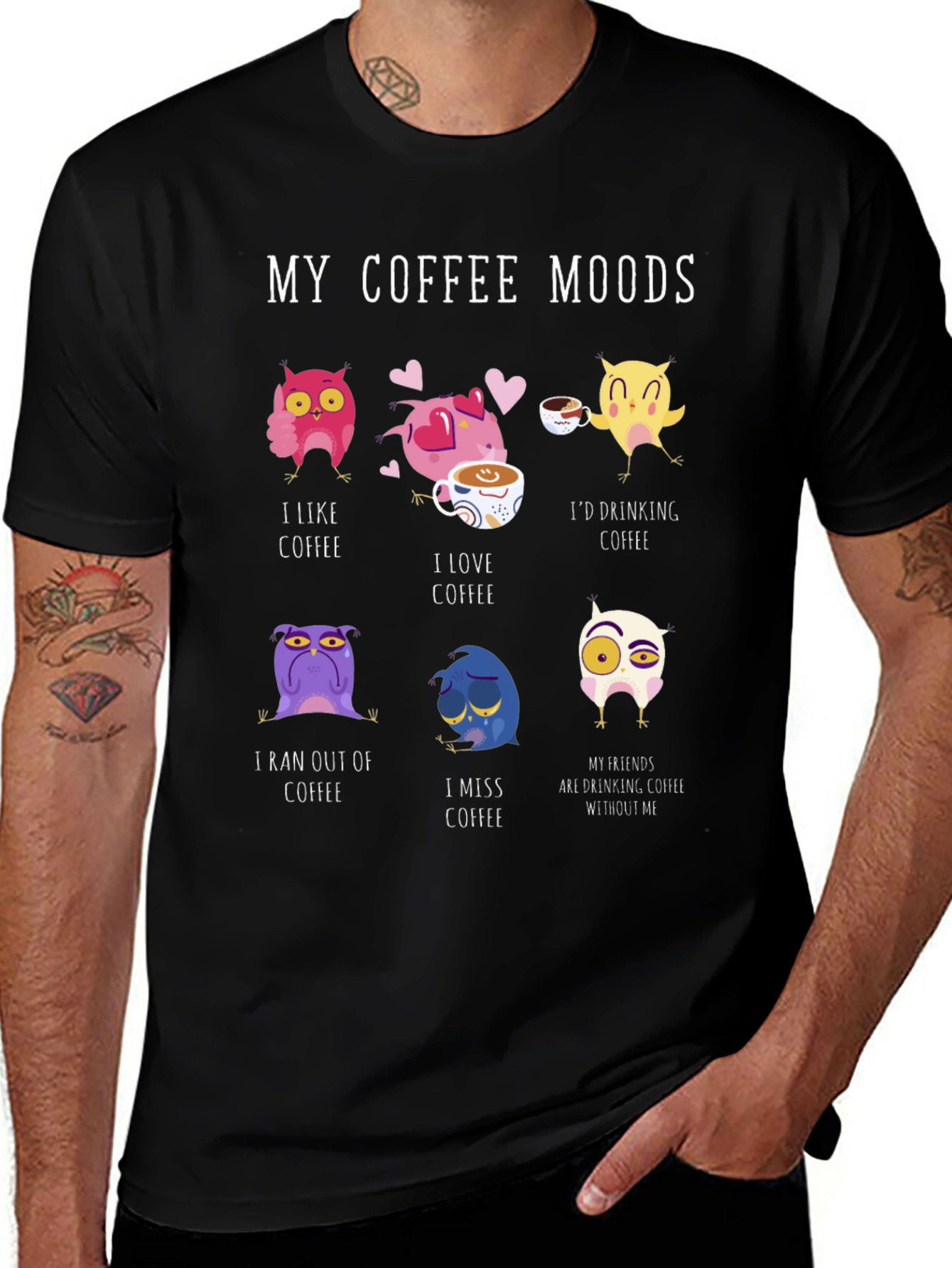 Variant 19 of My Coffee Moods Owl Graphic Tee