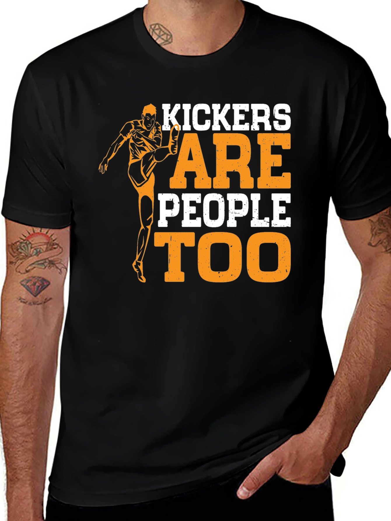 Variant 13 of Kickers Are People Too Graphic Tee - Unisex Black T-Shirt