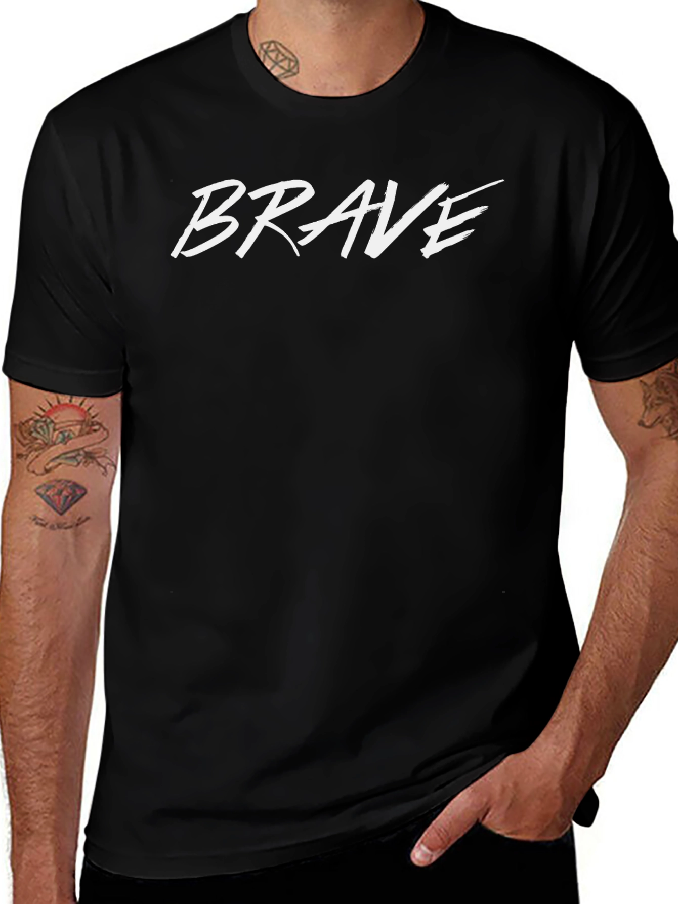 Variant 24 of Brave Graphic Tee - Casual Black T-Shirt for Men