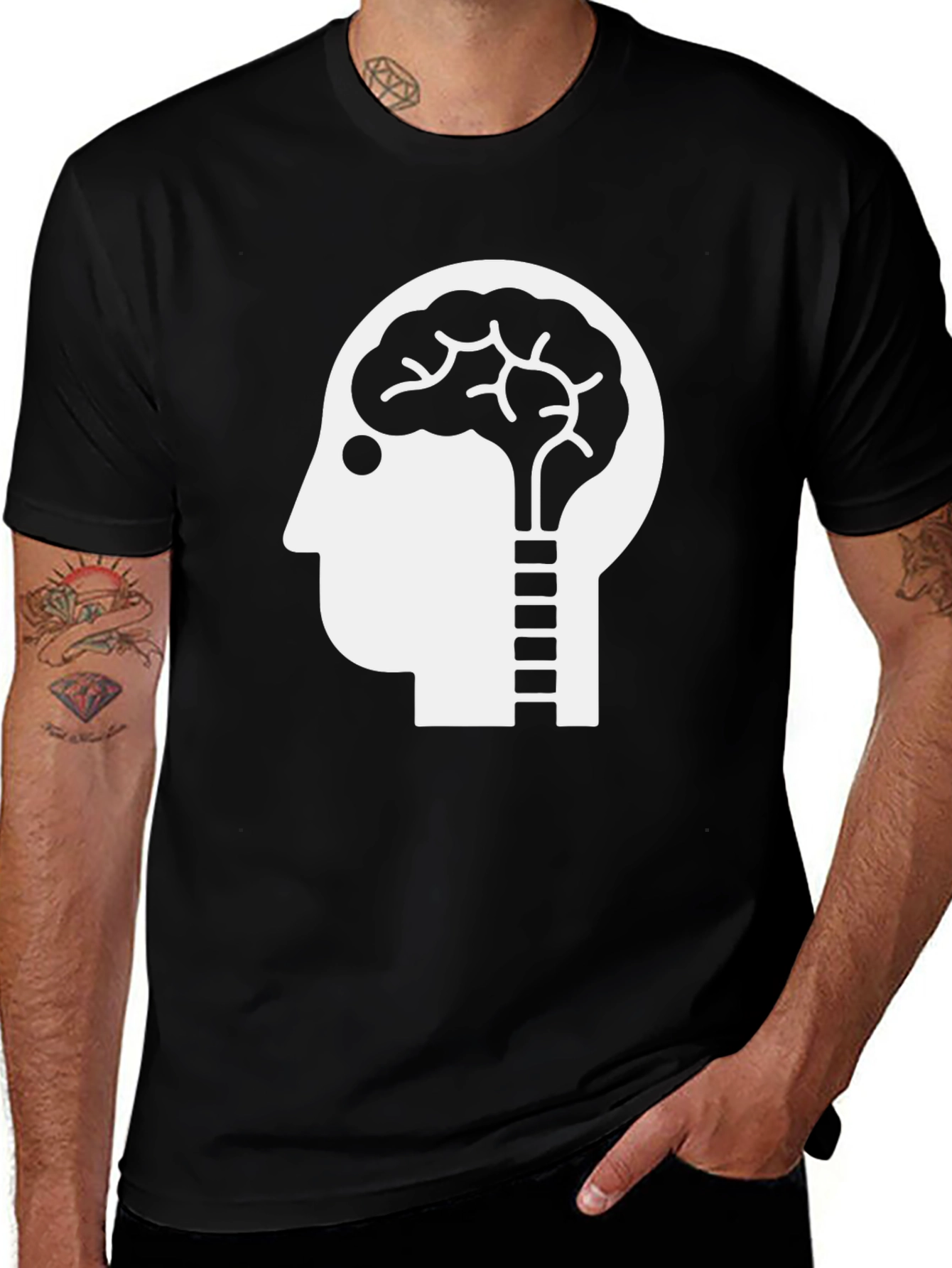 Variant 6 of Brainy Head T-Shirt - Black Graphic Tee
