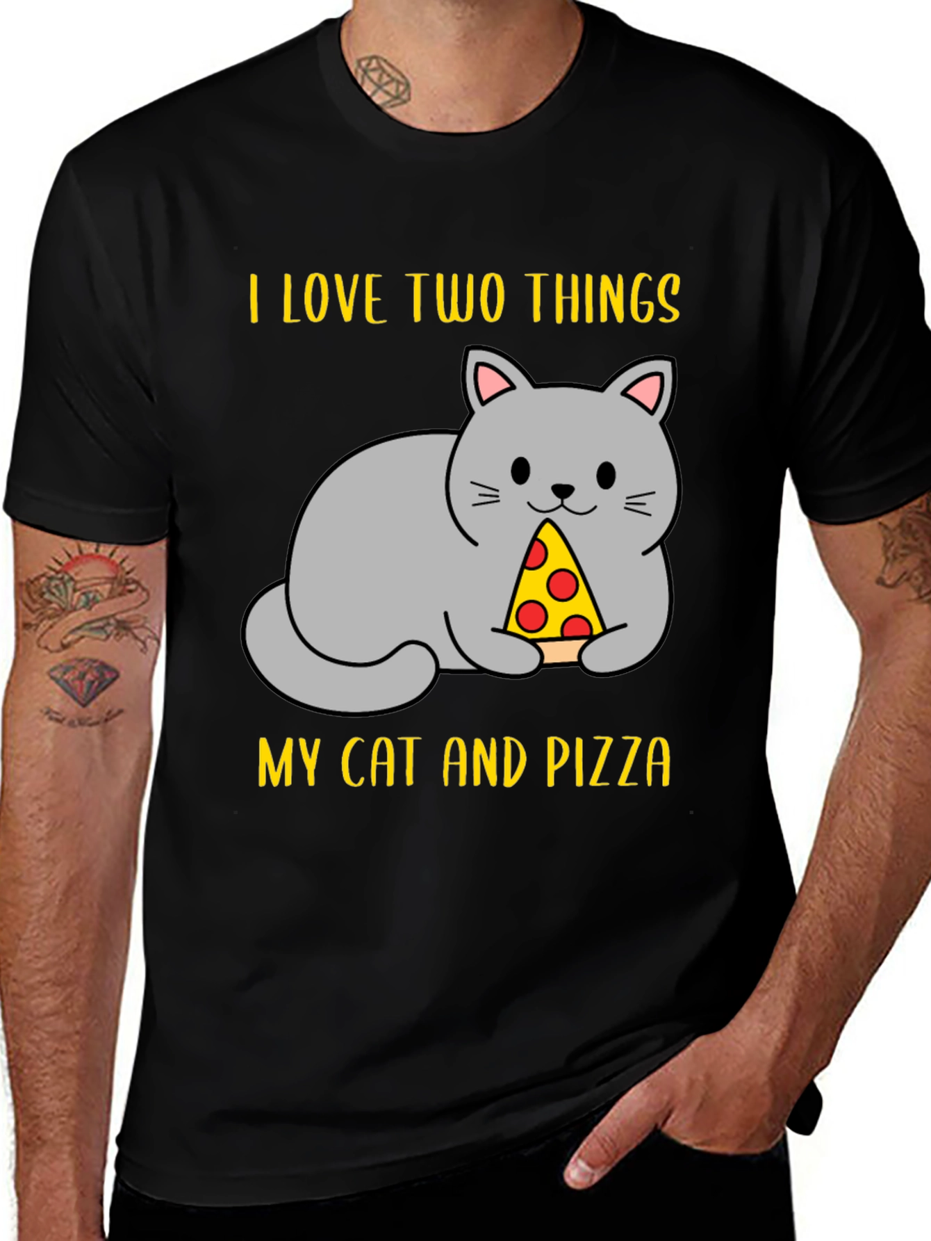 Variant 22 of Funny Cat & Pizza T-Shirt