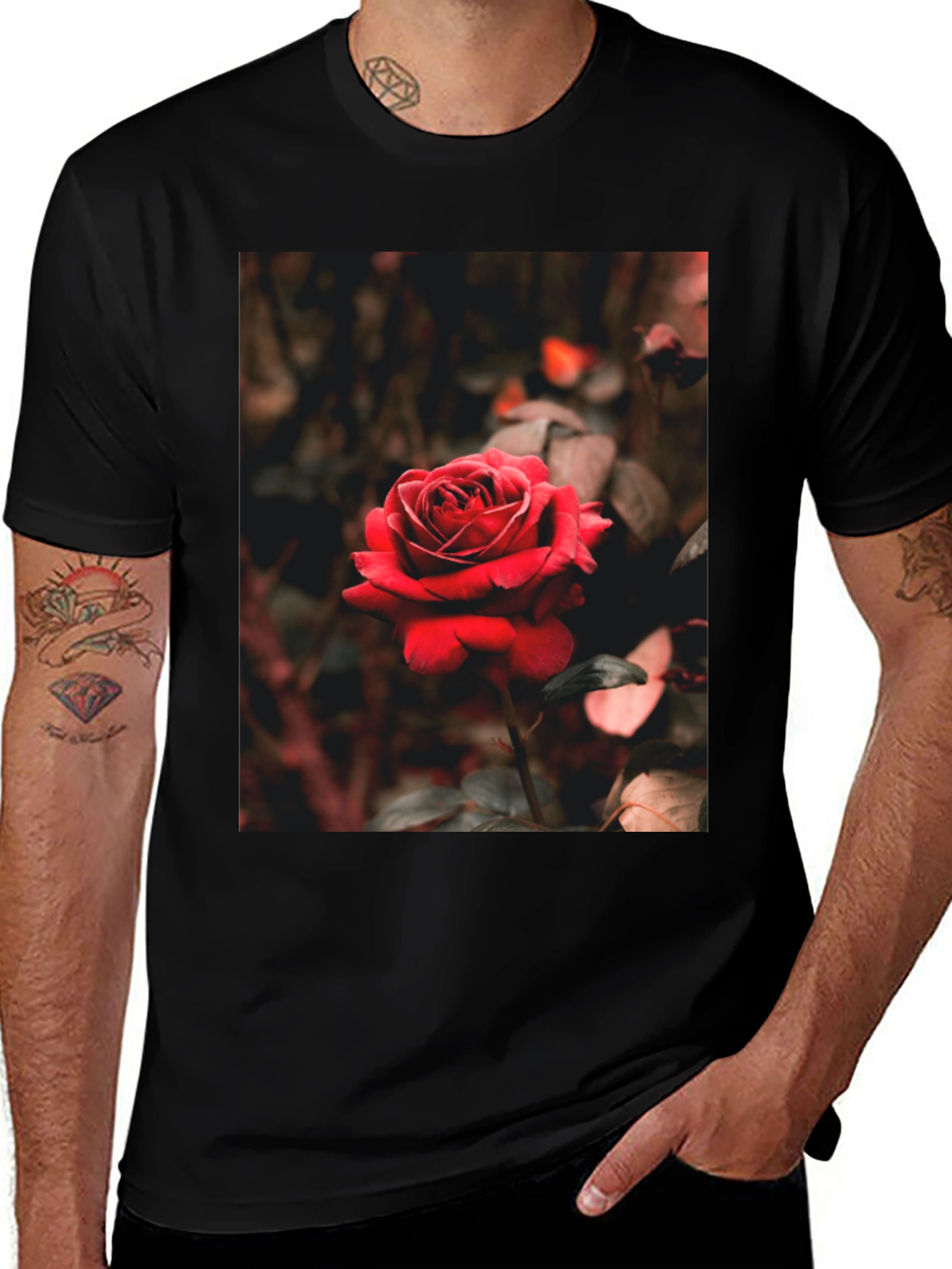 Black Rose Graphic Tee - Black Cotton T-Shirt main image