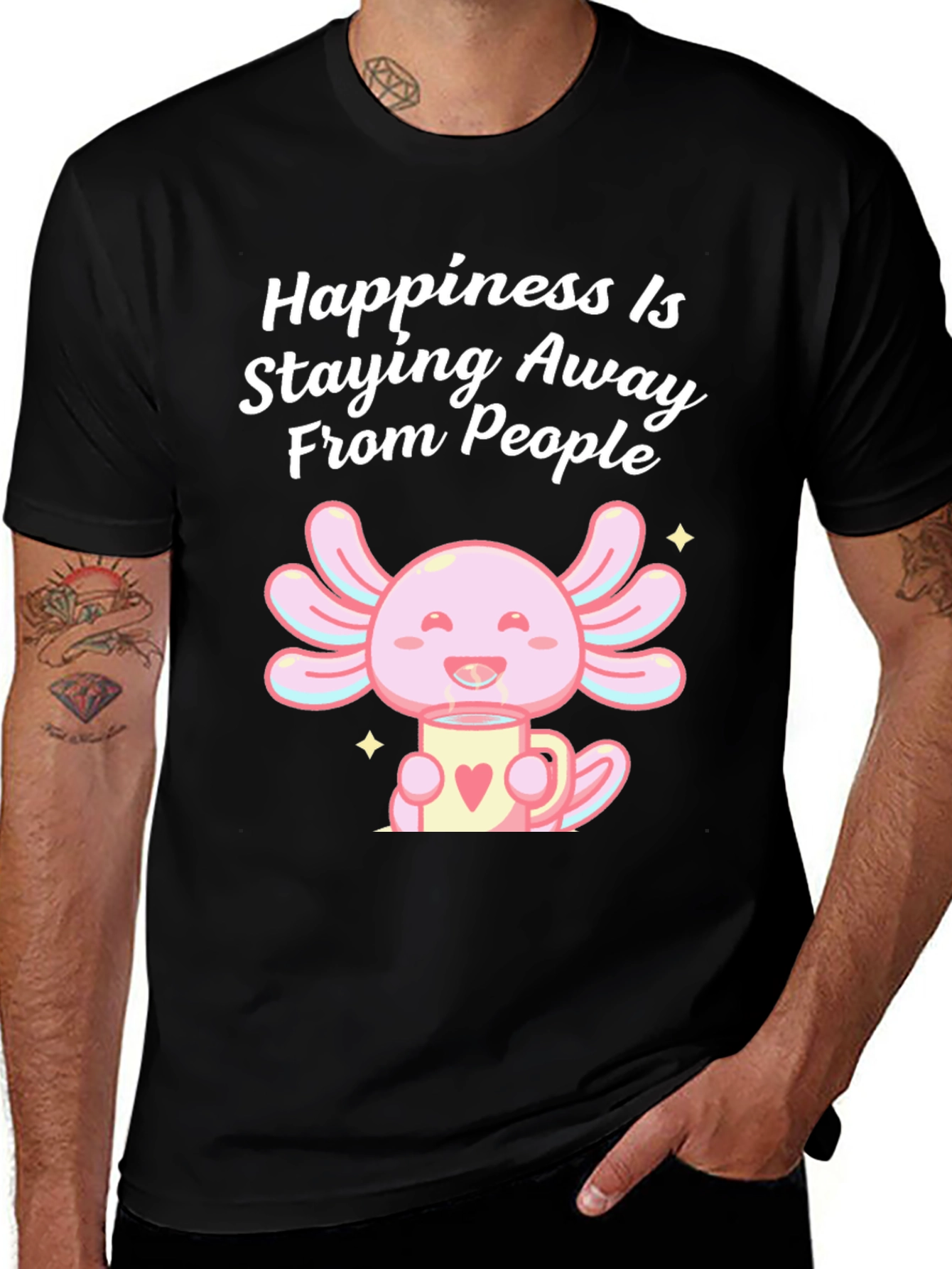 Variant 29 of Happiness Staying Away Axolotl Black Tee
